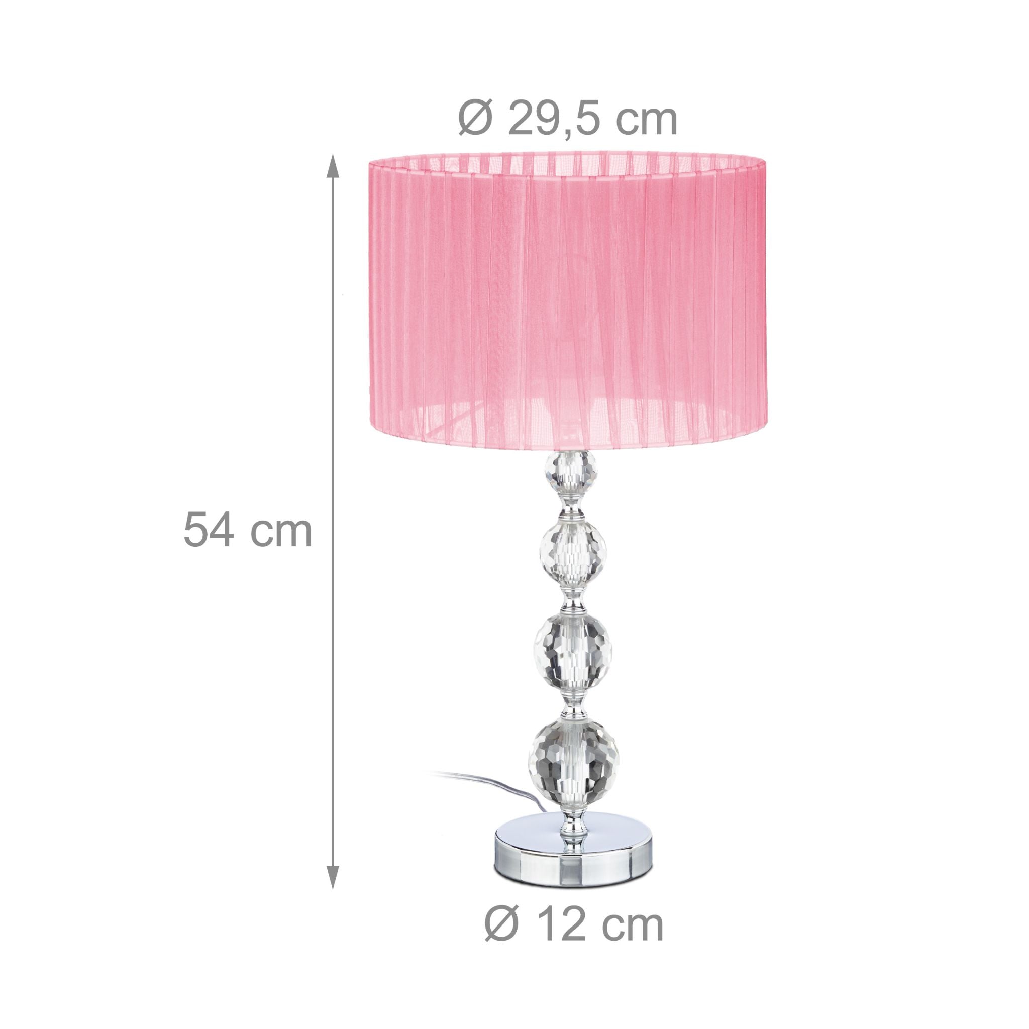 Tischlampe Kristall in Rosa Rosa-Silber von Relaxdays