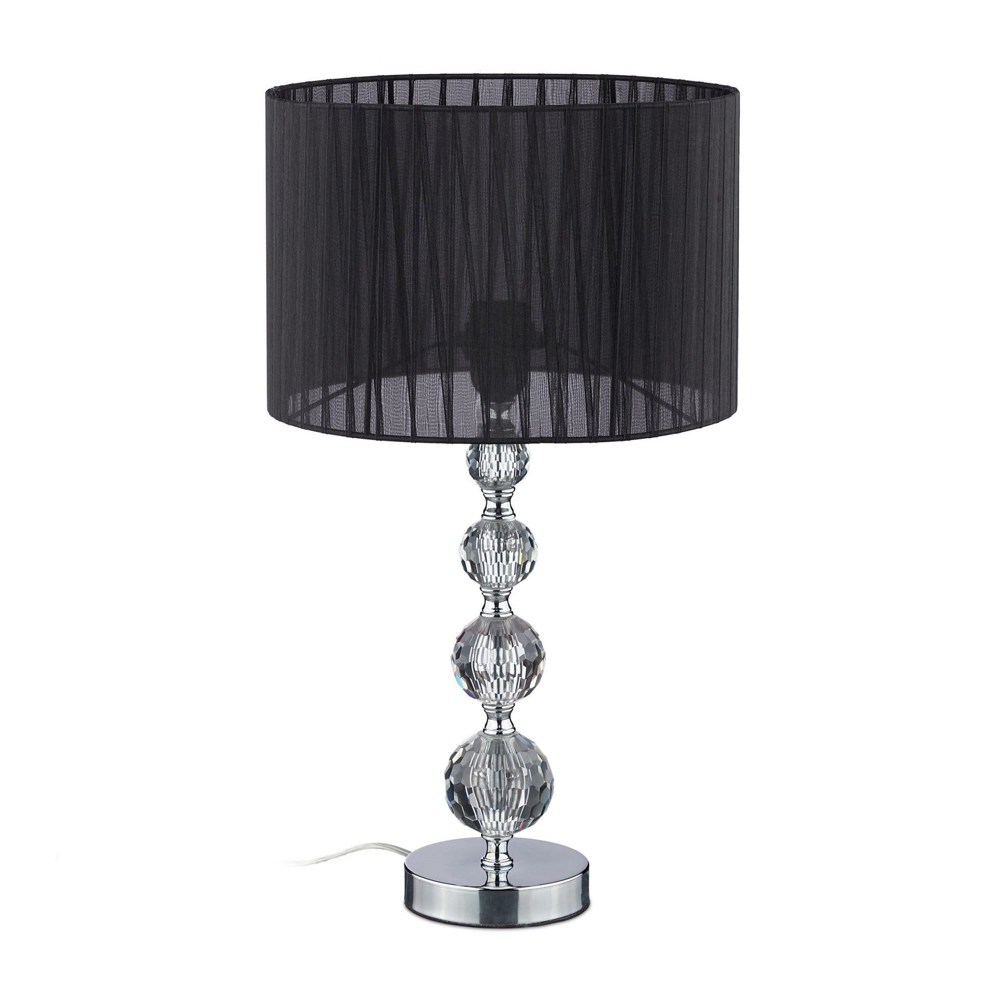 Tischlampe Kristall Schwarz-Silber von Relaxdays