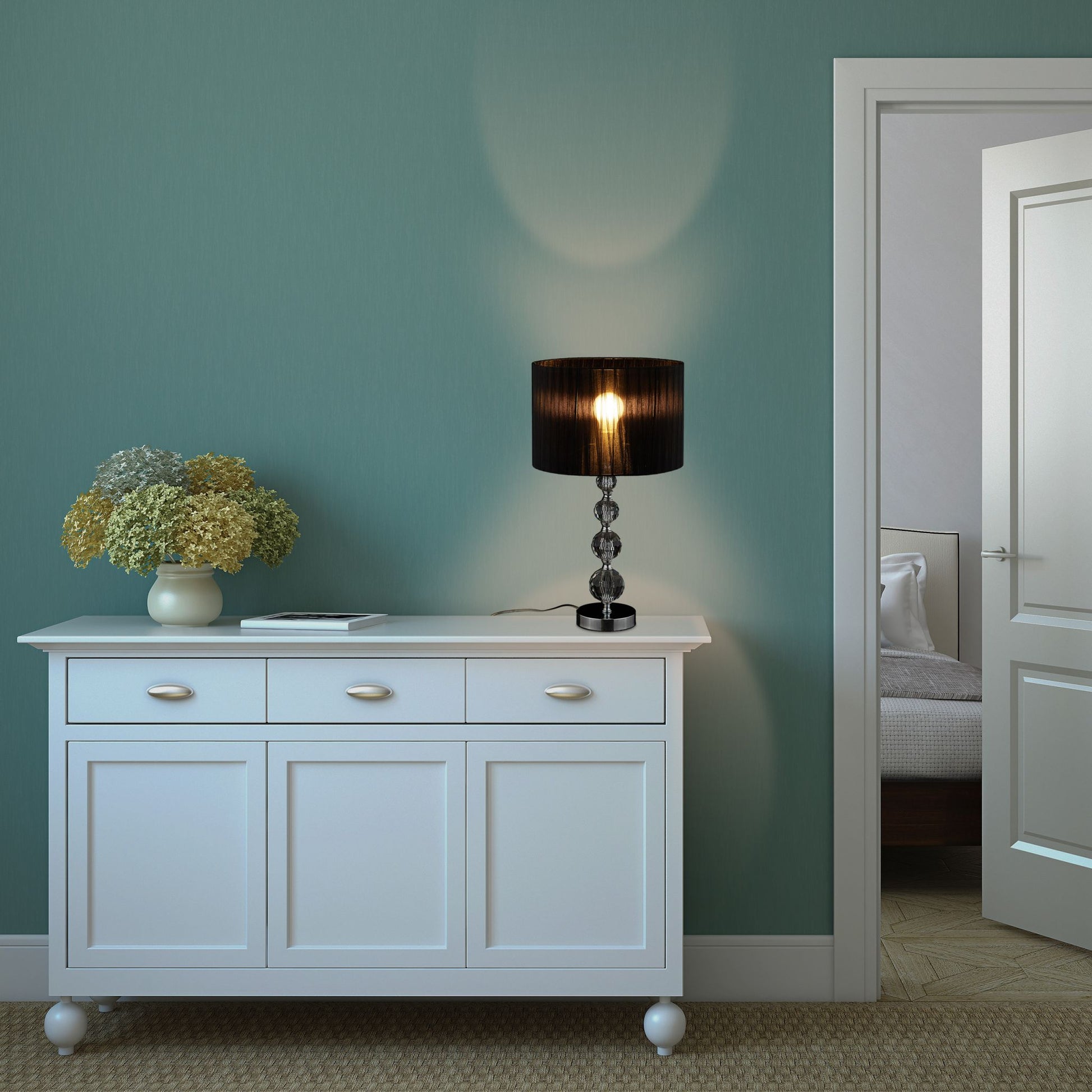 Tischlampe Kristall Schwarz-Silber von Relaxdays