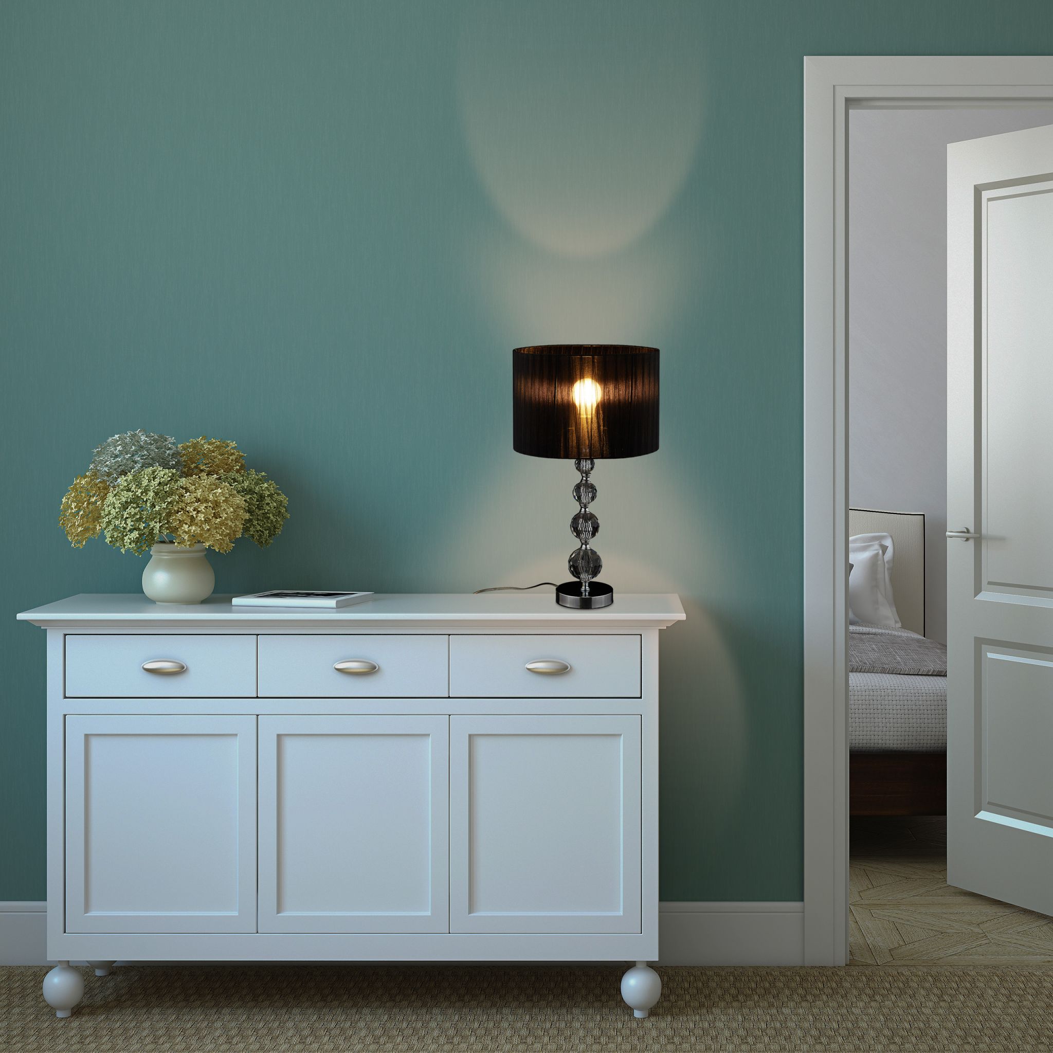 Tischlampe Kristall Schwarz-Silber von Relaxdays