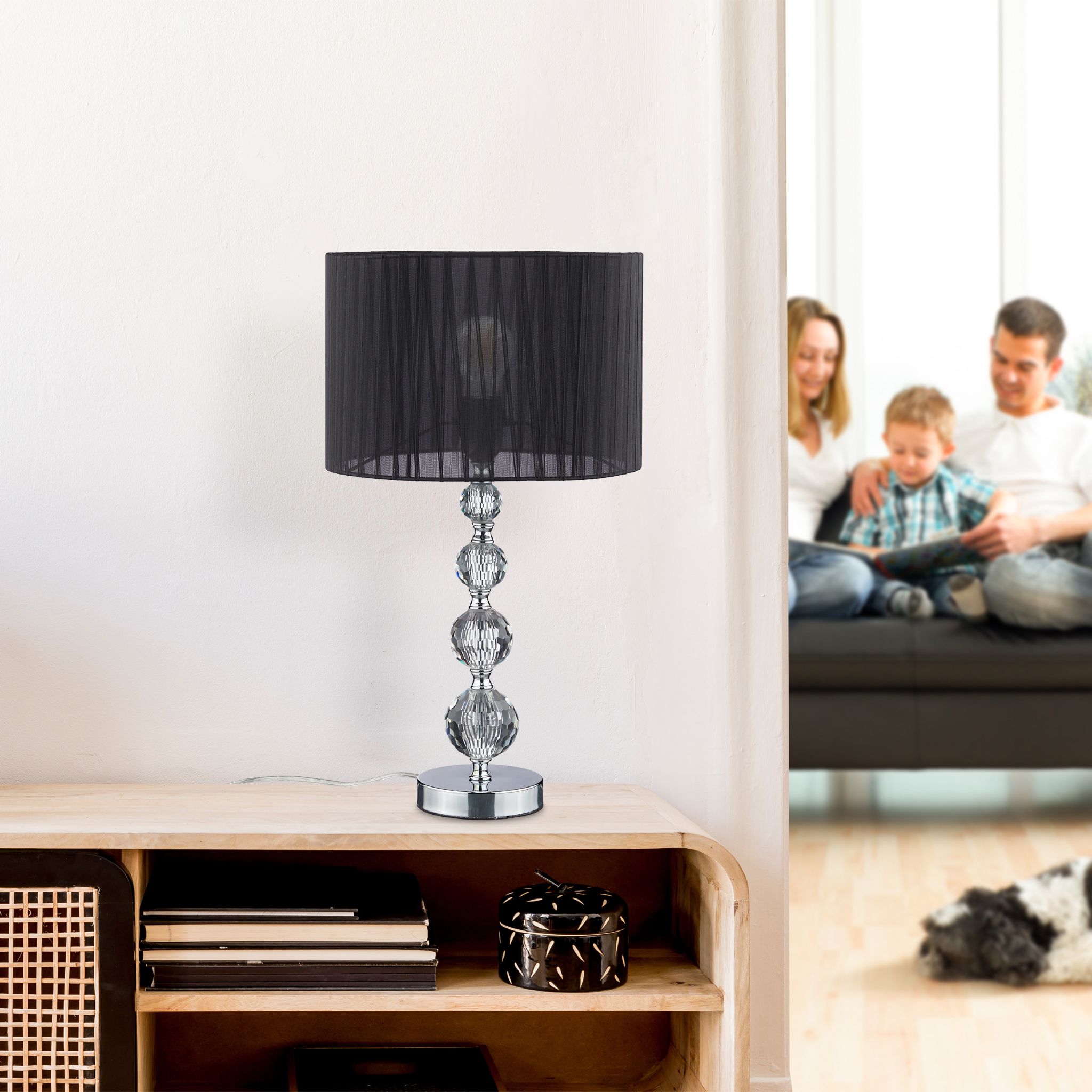 Tischlampe Kristall Schwarz-Silber von Relaxdays