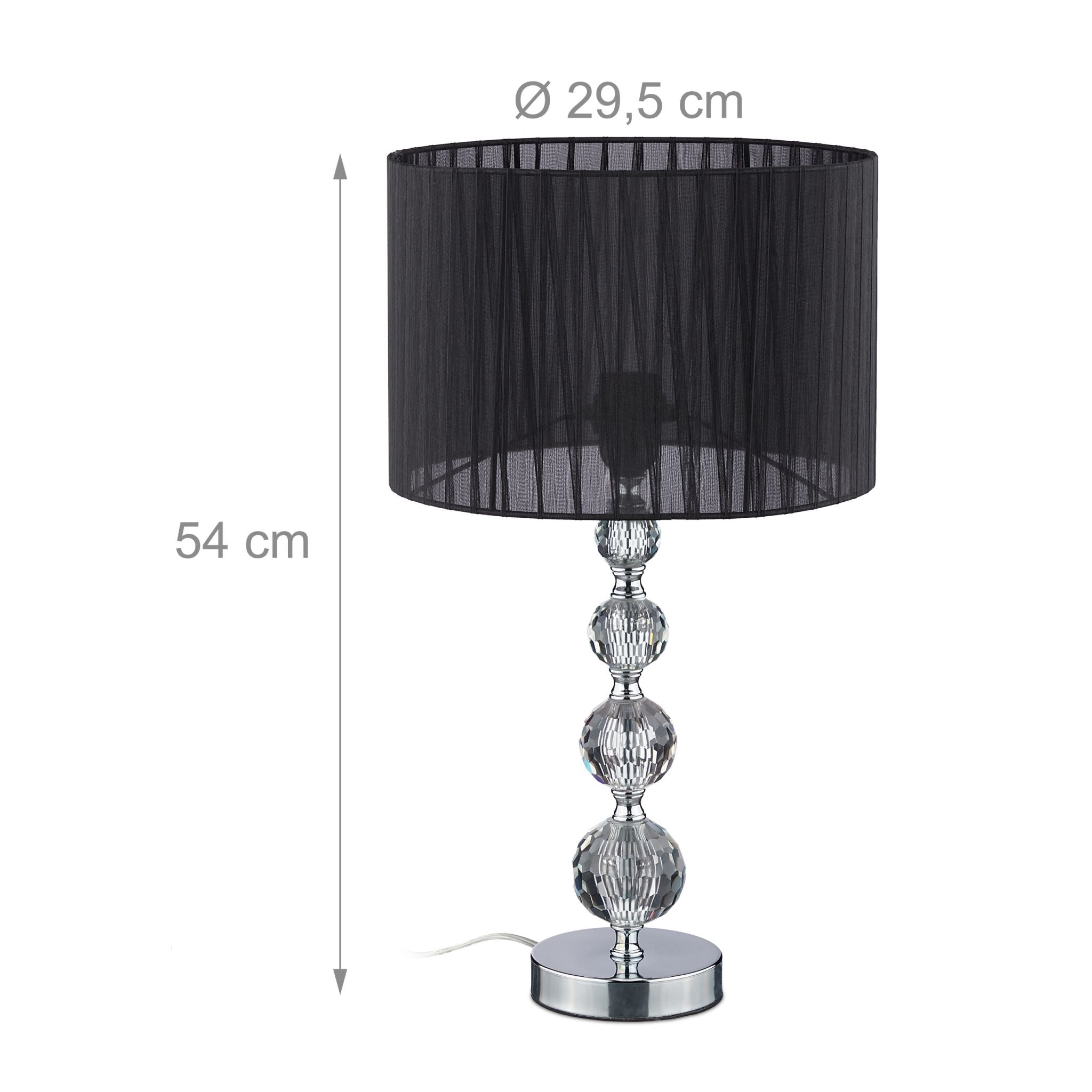 Tischlampe Kristall Schwarz-Silber von Relaxdays