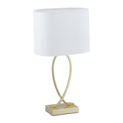 Goldene Tischlampe mit Stoffschirm Weiss-Gold von Relaxdays