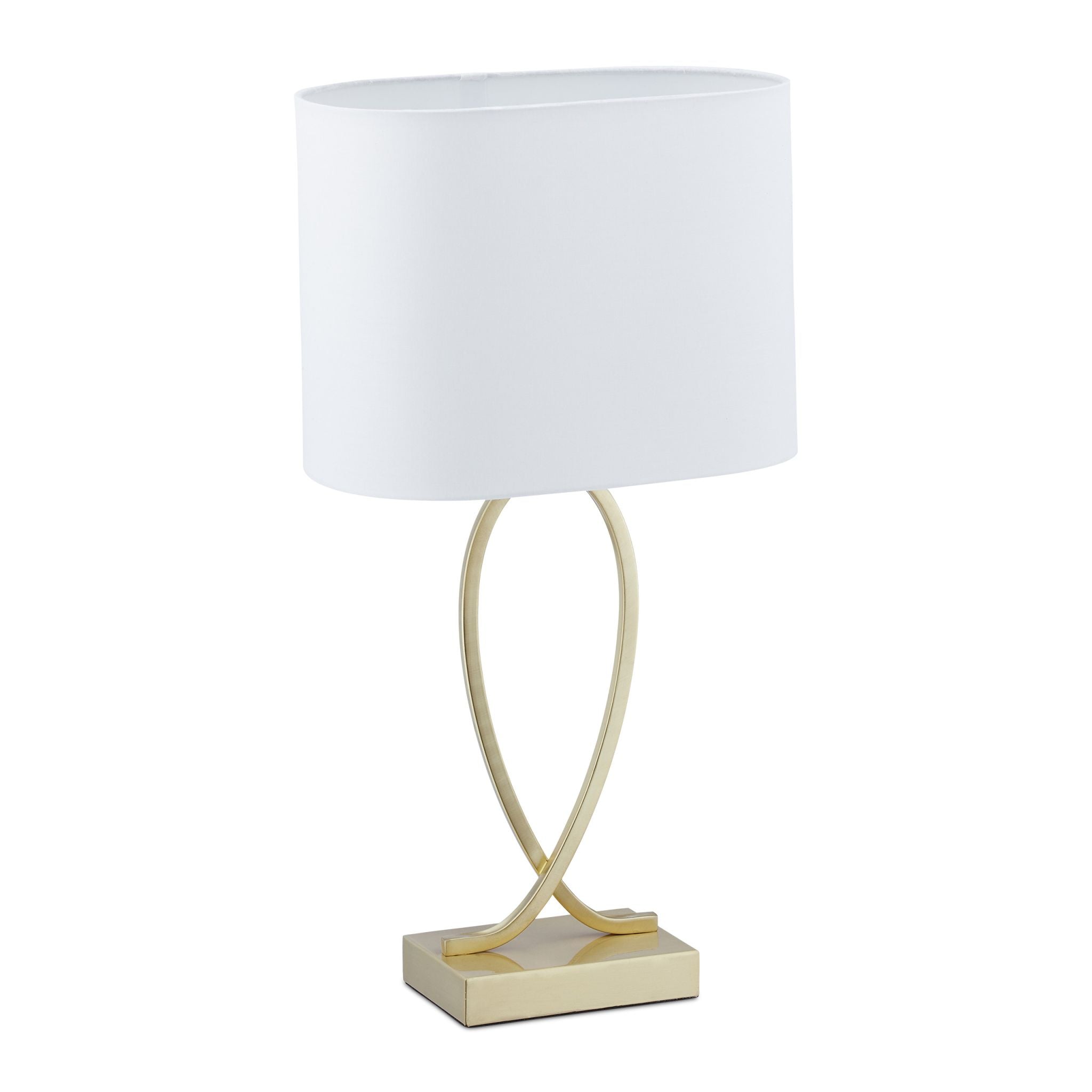 Goldene Tischlampe mit Stoffschirm Weiss-Gold von Relaxdays