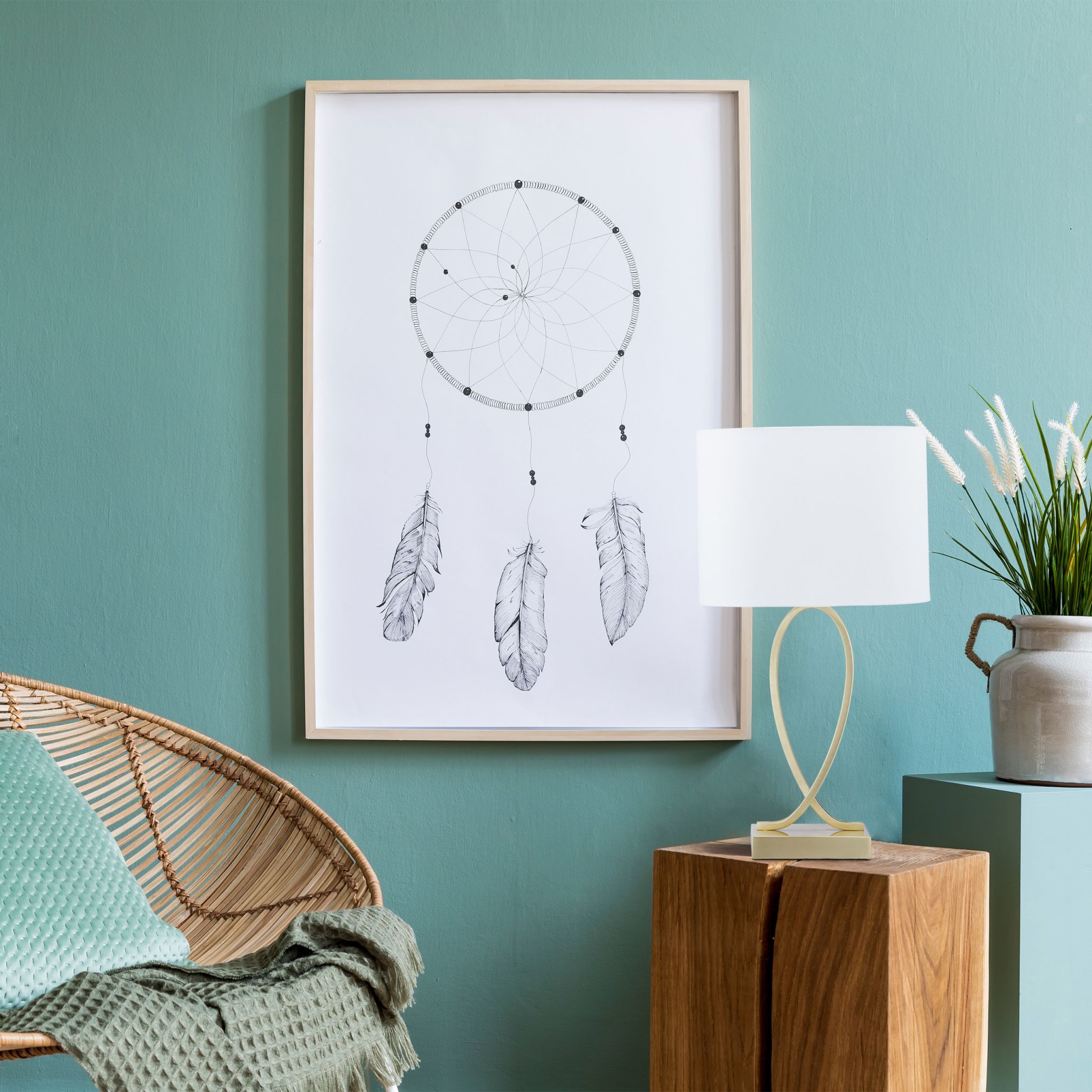 Goldene Tischlampe mit Stoffschirm Weiss-Gold von Relaxdays