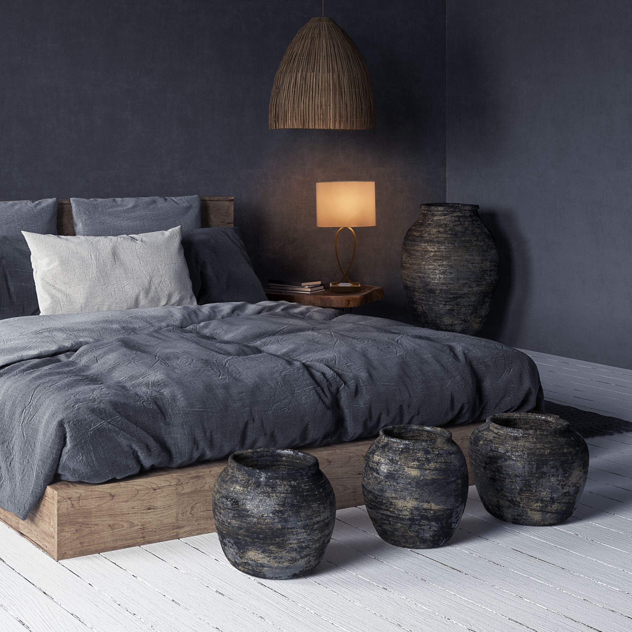 Goldene Tischlampe mit Stoffschirm Weiss-Gold von Relaxdays