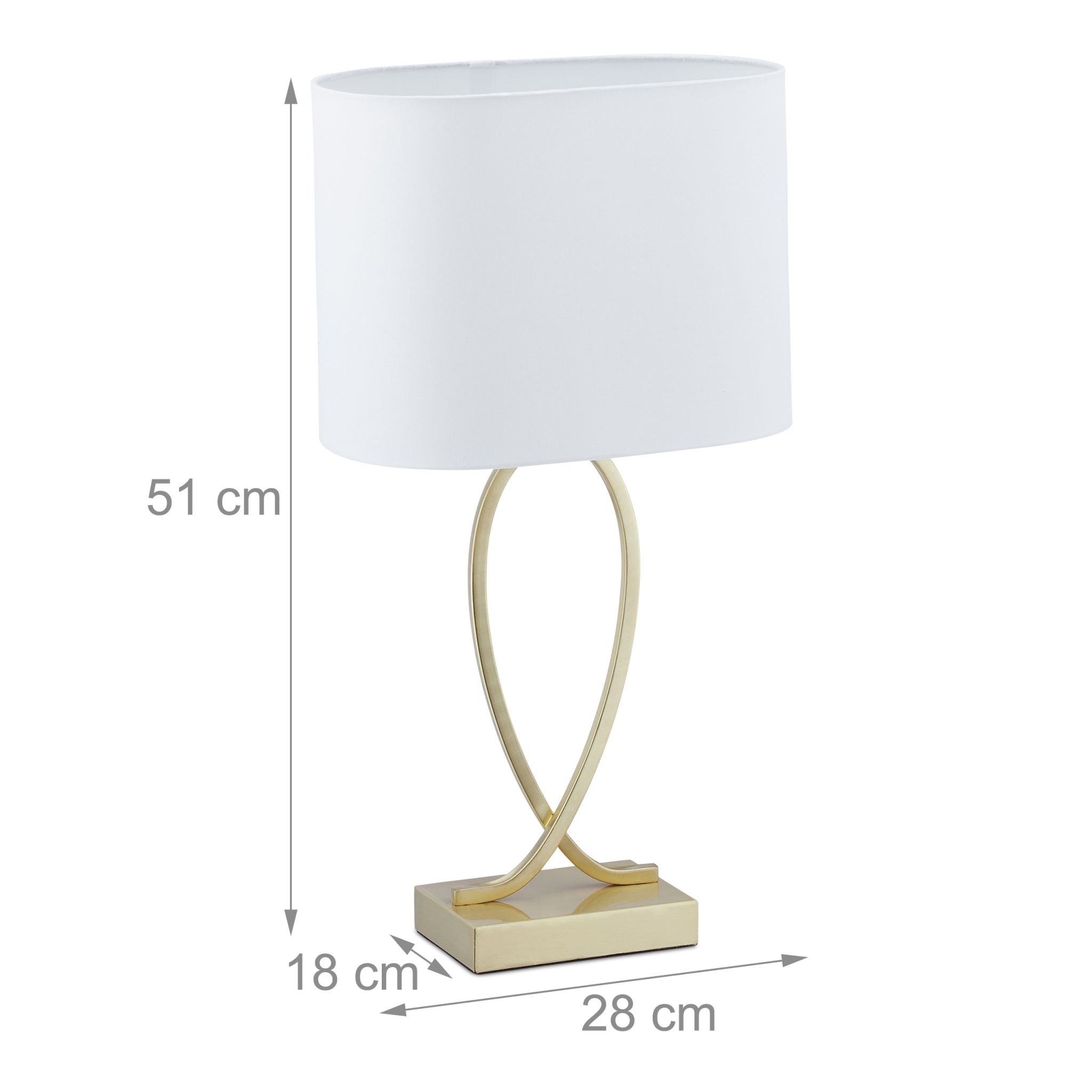 Goldene Tischlampe mit Stoffschirm Weiss-Gold von Relaxdays