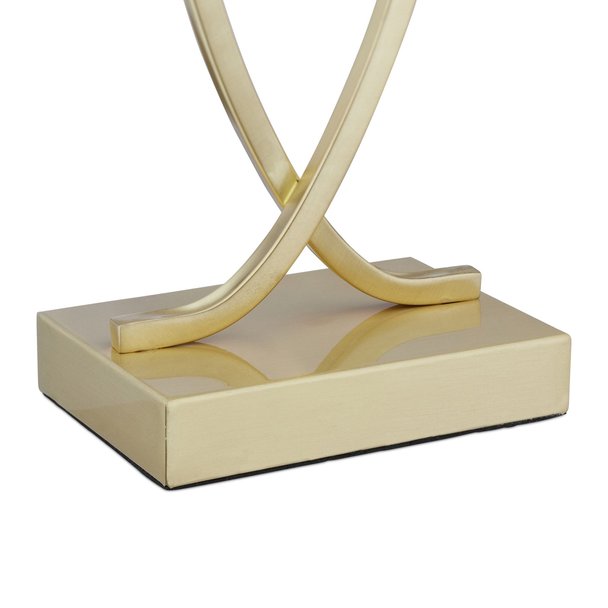 Goldene Tischlampe mit Stoffschirm Weiss-Gold von Relaxdays