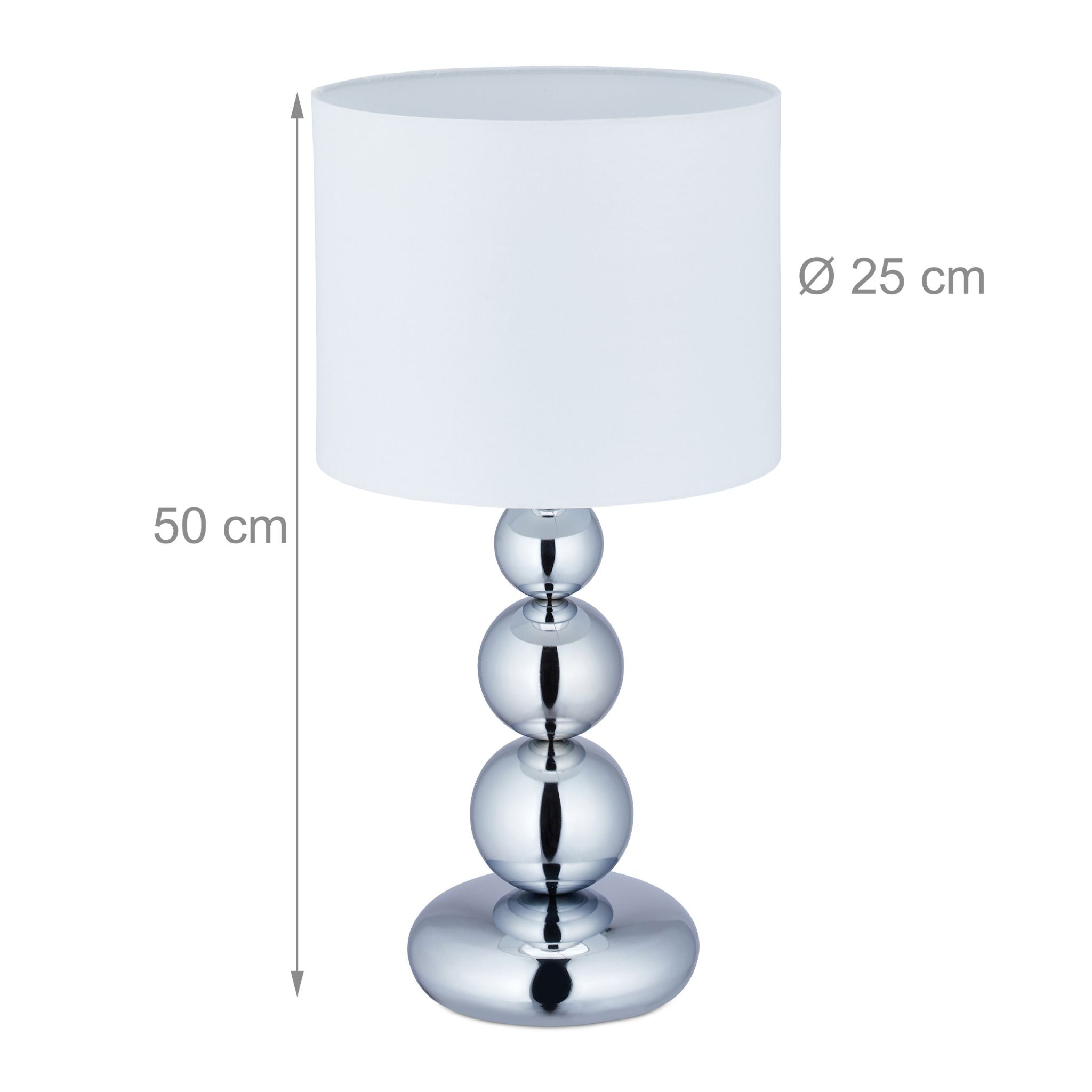 Tischlampe Kugeln in Silber Weiss-Silber von Relaxdays