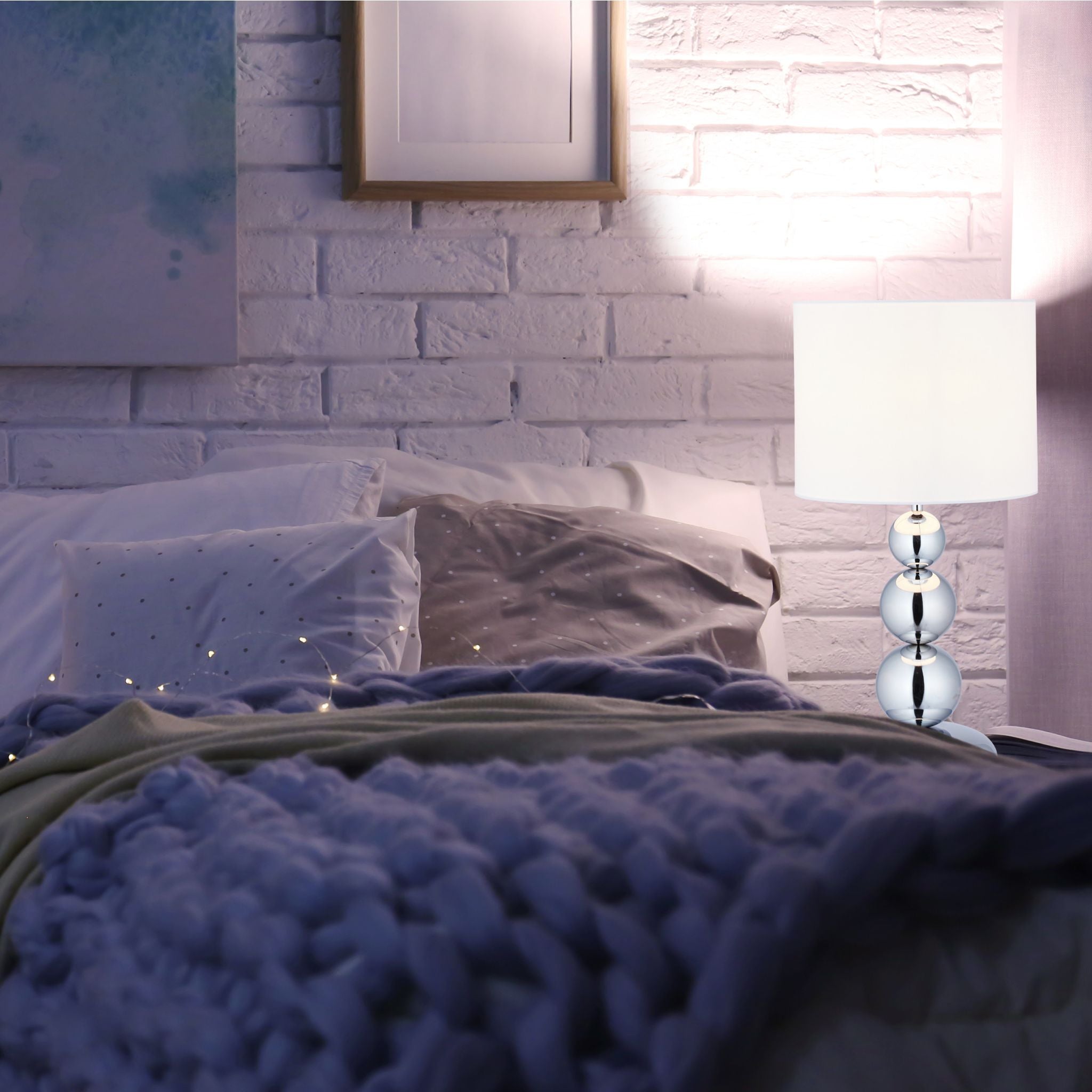 Tischlampe Kugeln in Silber Weiss-Silber von Relaxdays