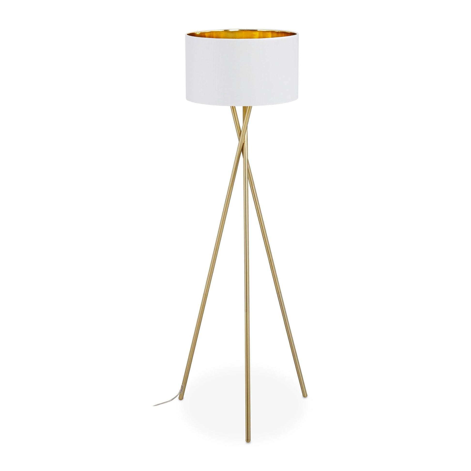 Dreibein Stehlampe in Weiss & Gold Weiss-Gold von Relaxdays