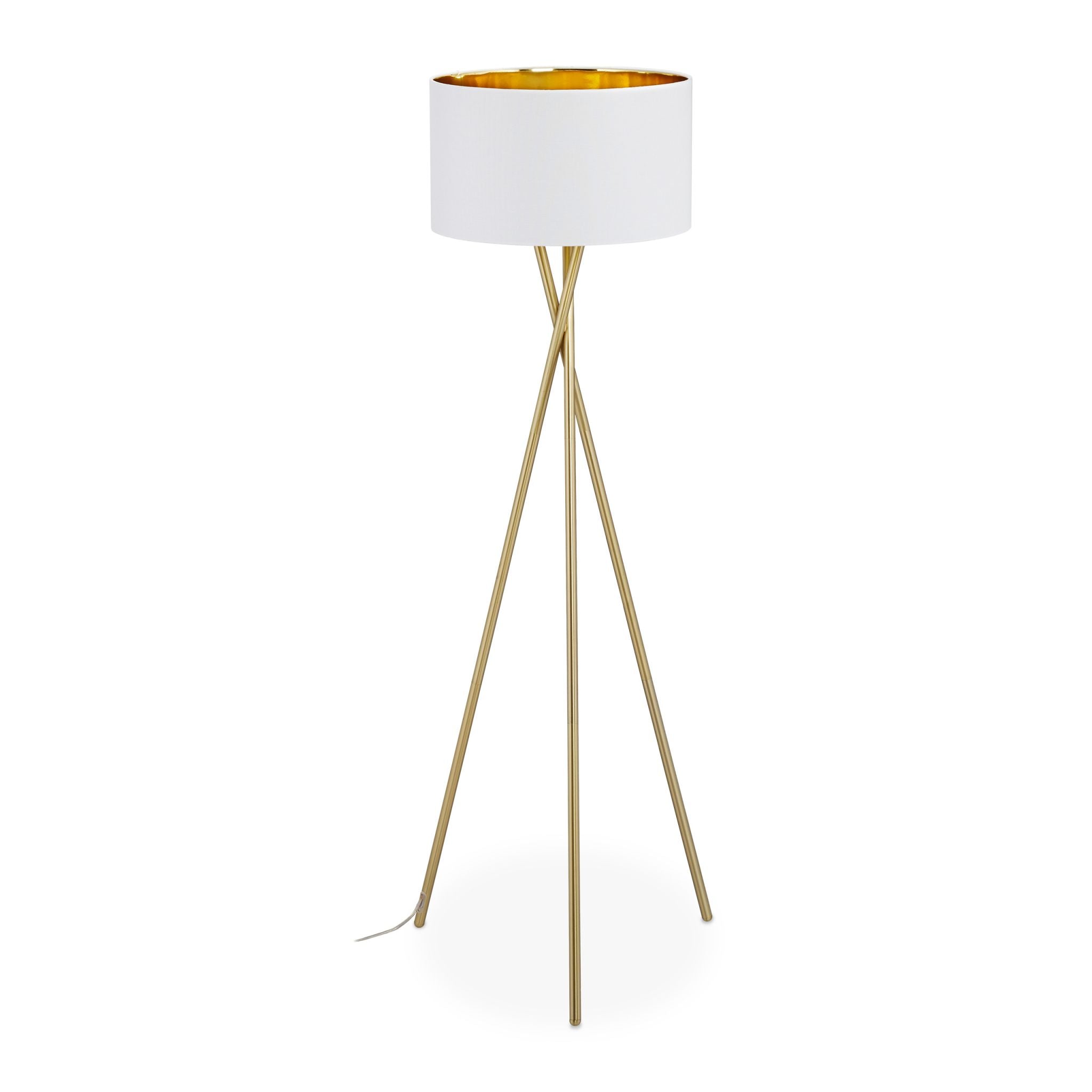 Dreibein Stehlampe in Weiss & Gold Weiss-Gold von Relaxdays