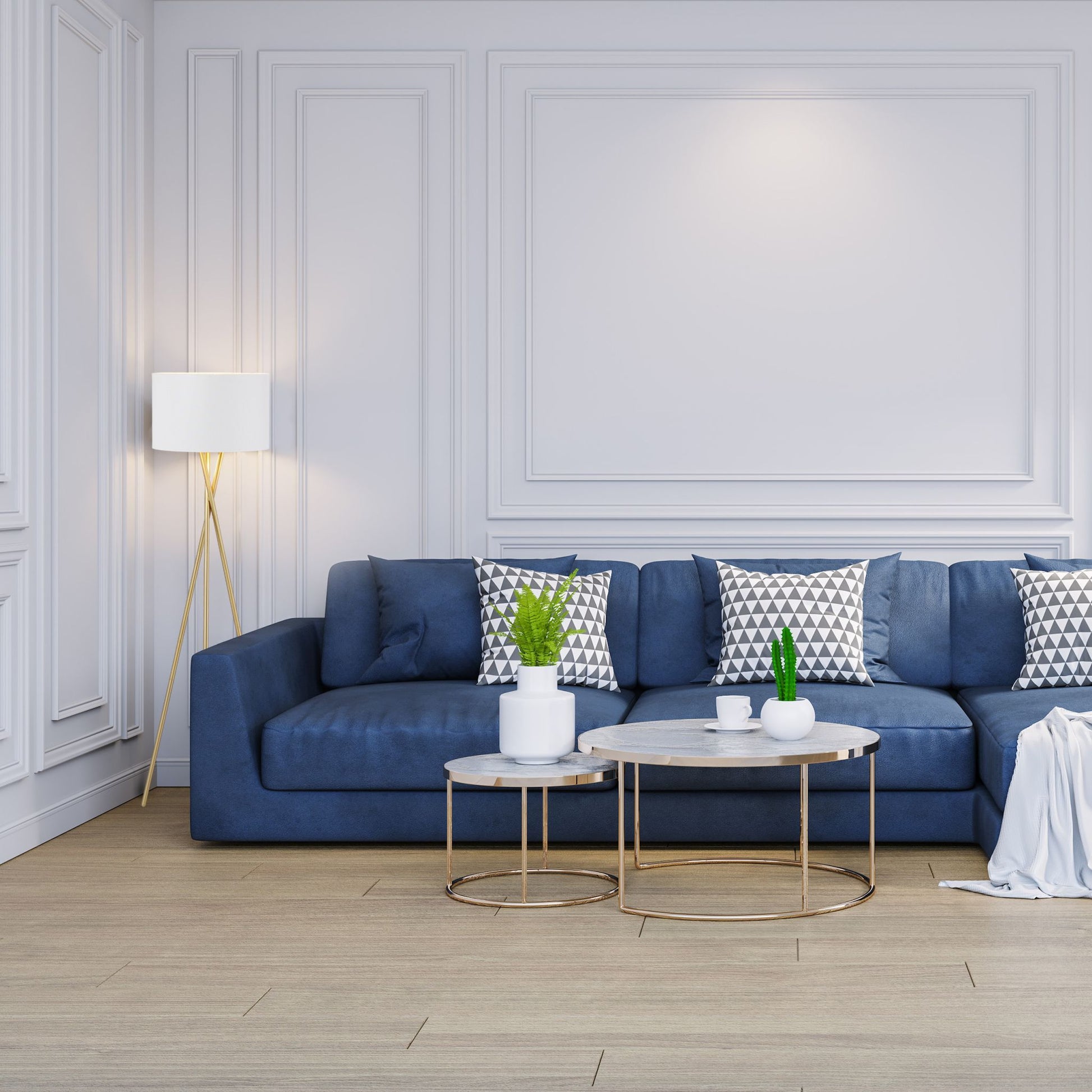 Dreibein Stehlampe in Weiss & Gold Weiss-Gold von Relaxdays