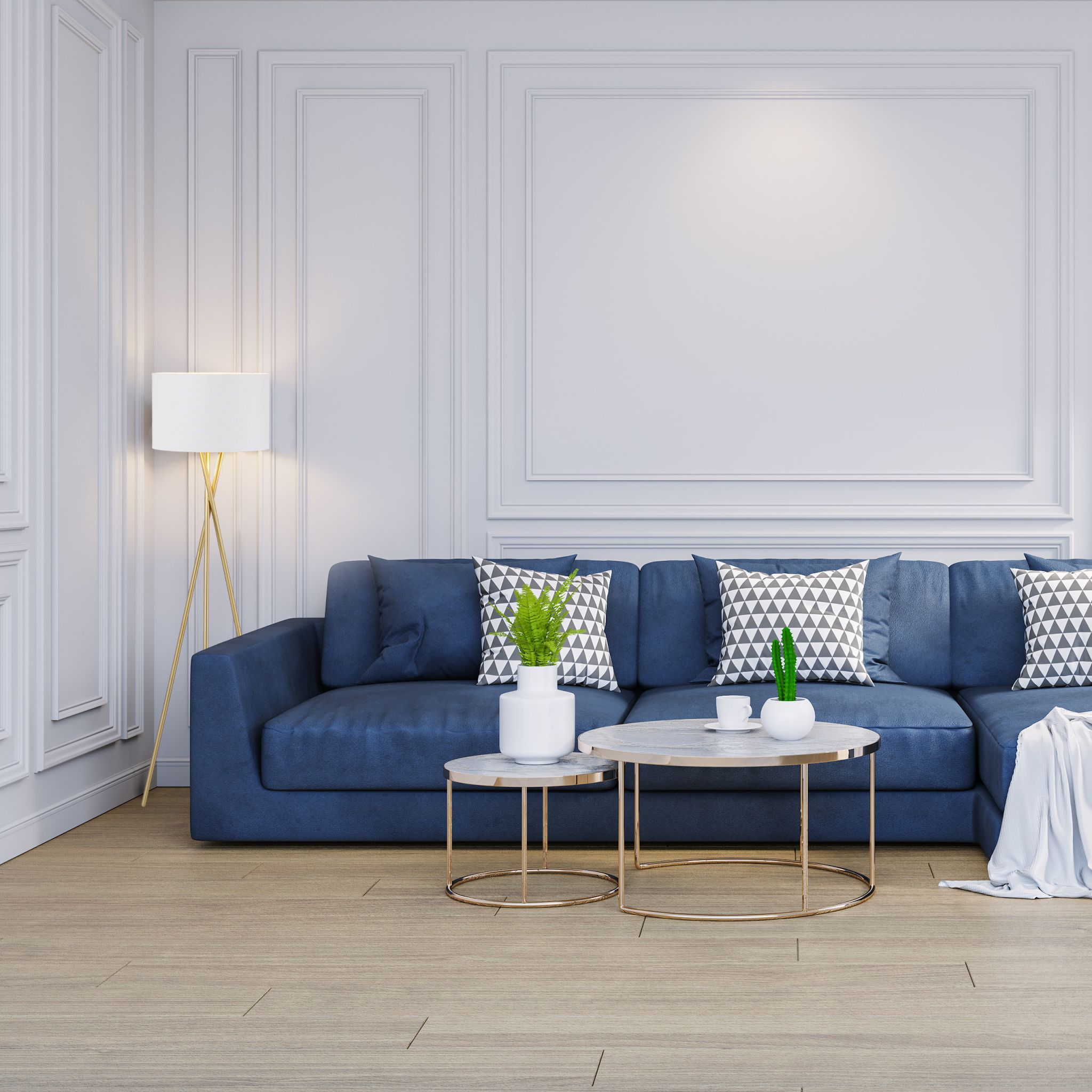 Dreibein Stehlampe in Weiss & Gold Weiss-Gold von Relaxdays