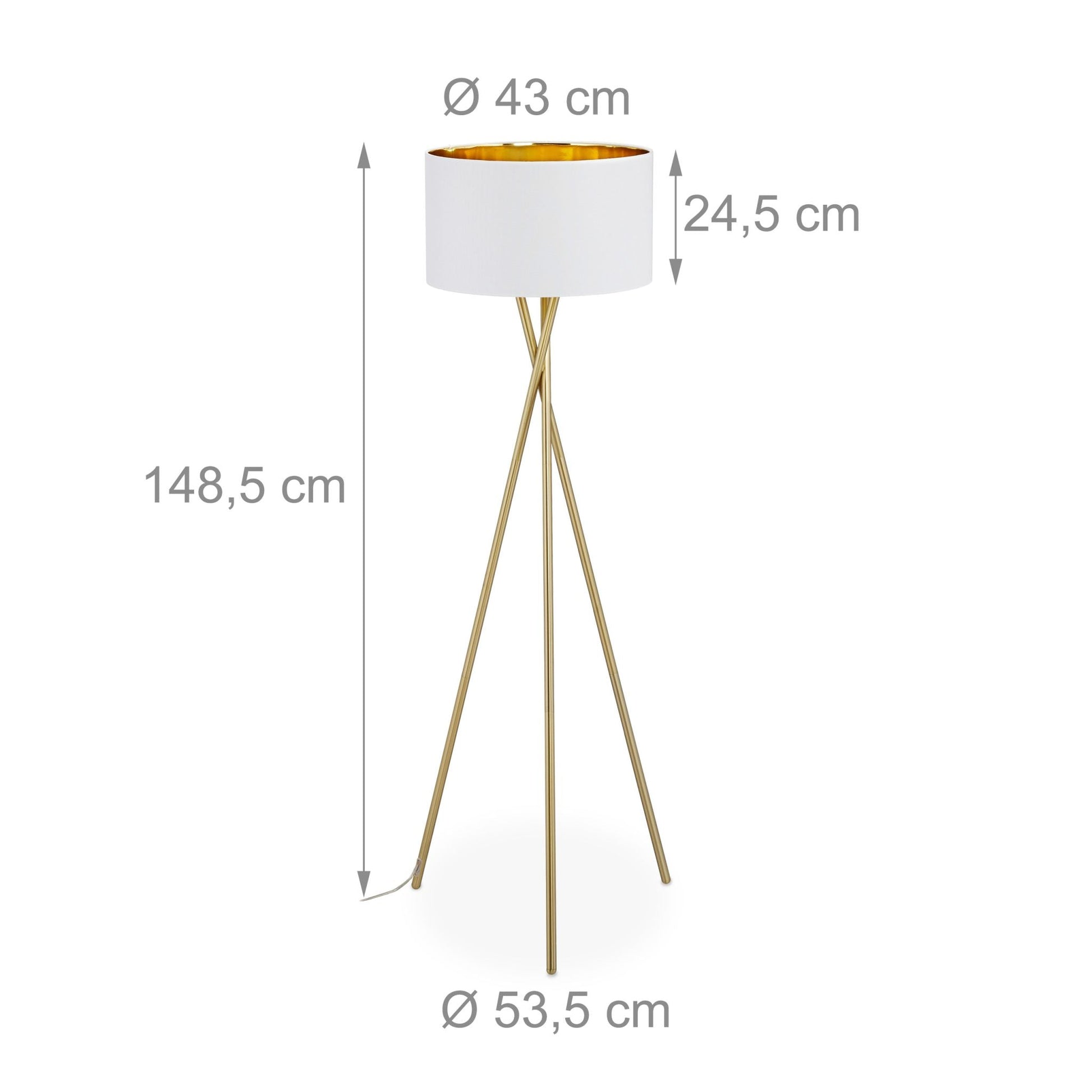 Dreibein Stehlampe in Weiss & Gold Weiss-Gold von Relaxdays