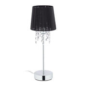 Kristall Tischlampe mit Organza-Schirm Schwarz-Silber von Relaxdays