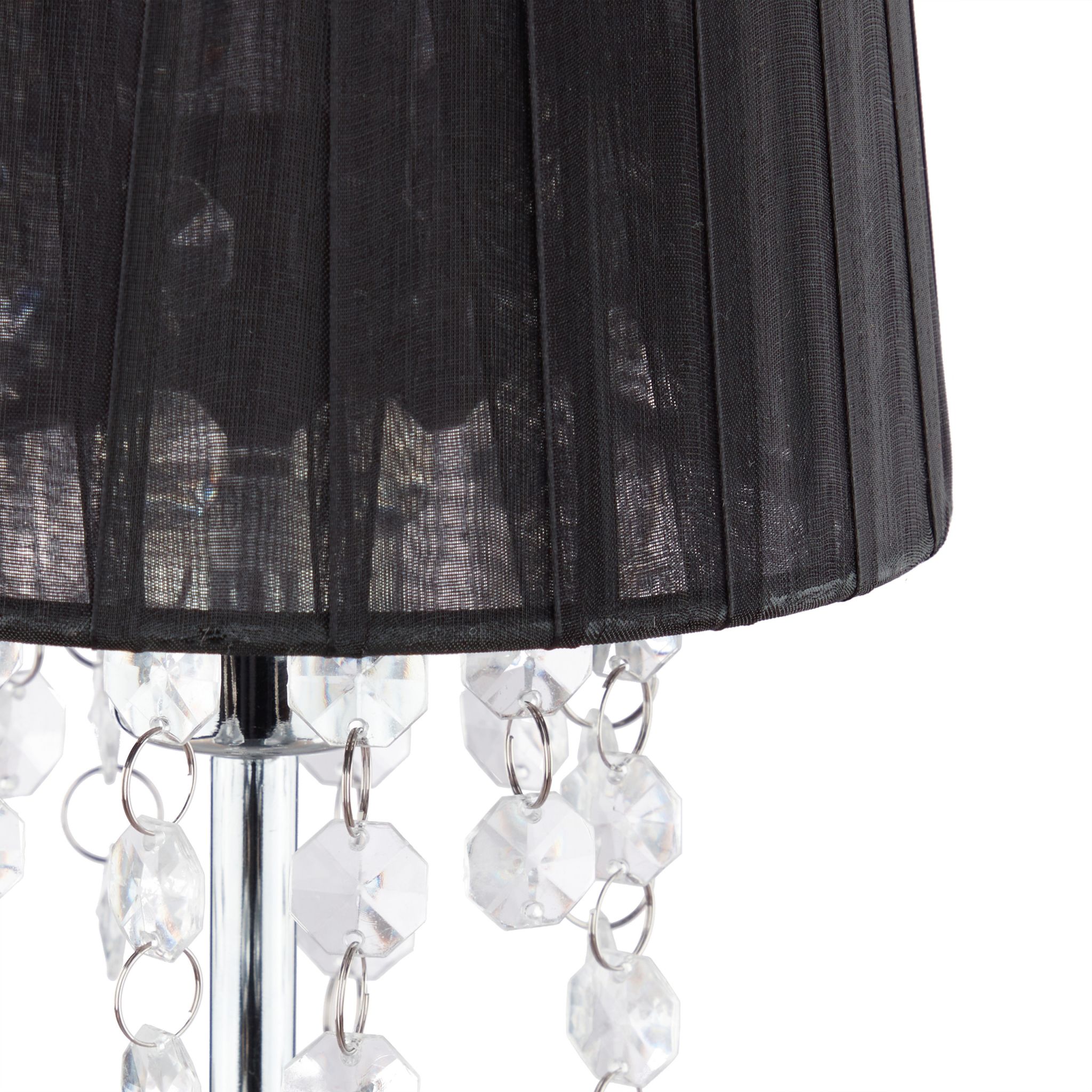 Kristall Tischlampe mit Organza-Schirm Schwarz-Silber von Relaxdays