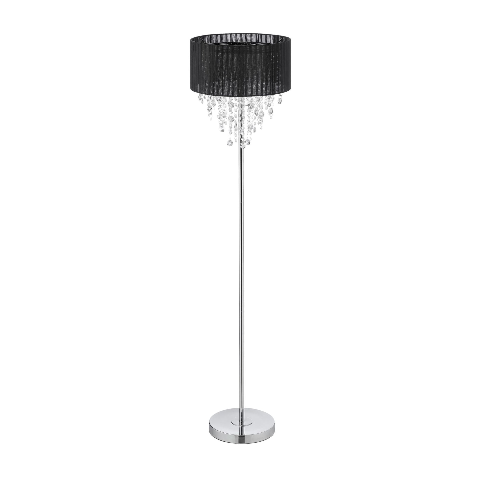 Stehlampe mit Kristallen in Schwarz Schwarz-Silber-Transparent von Relaxdays