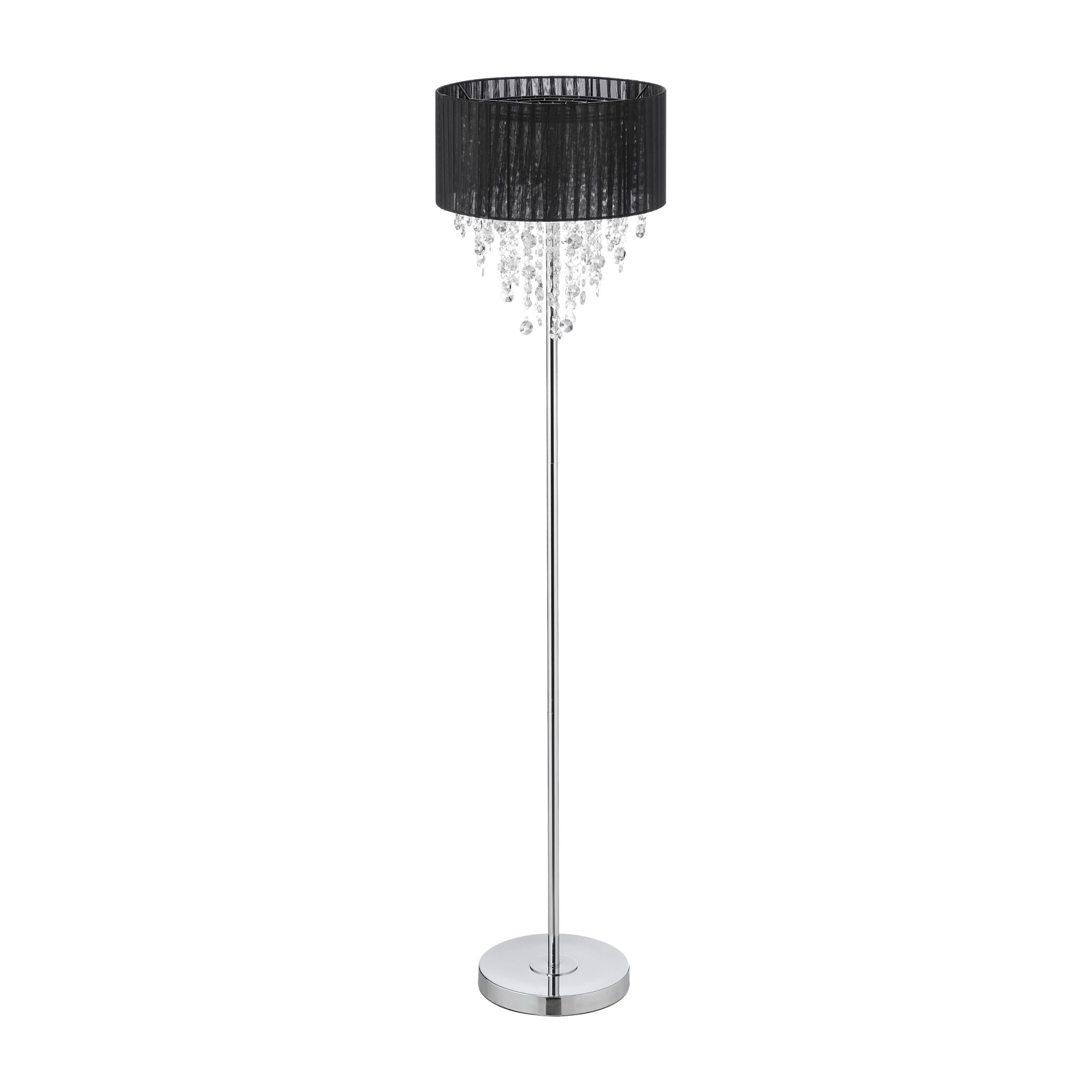 Stehlampe mit Kristallen in Schwarz Schwarz-Silber-Transparent von Relaxdays