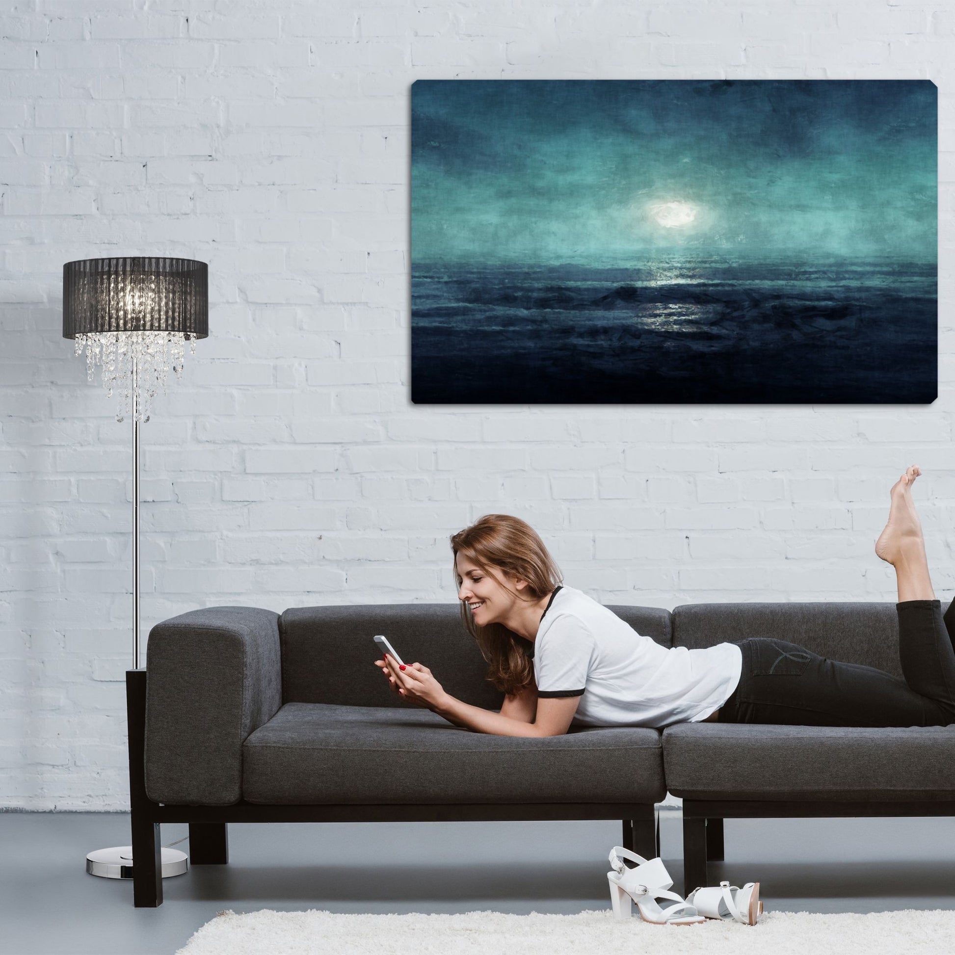 Stehlampe mit Kristallen in Schwarz Schwarz-Silber-Transparent von Relaxdays