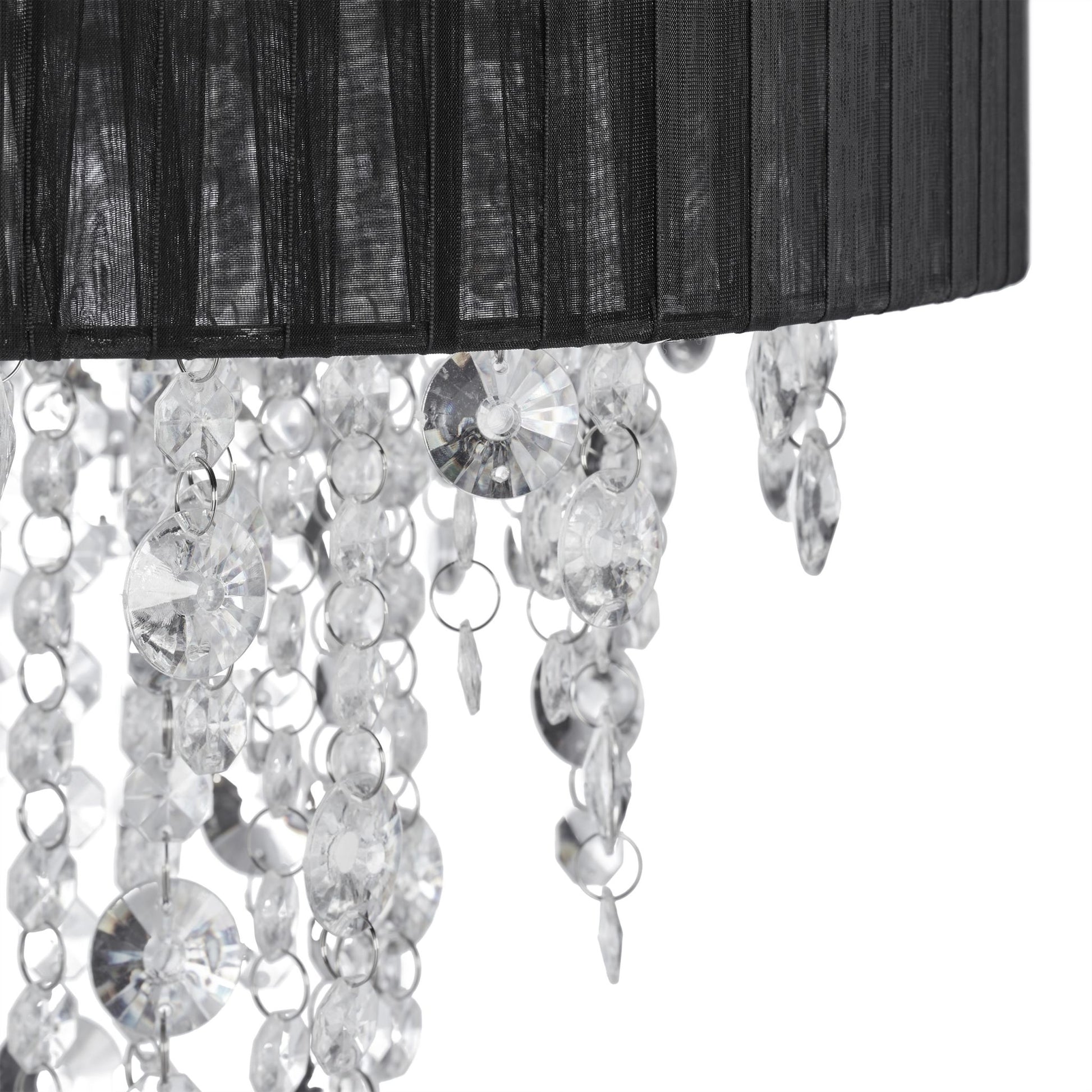 Stehlampe mit Kristallen in Schwarz Schwarz-Silber-Transparent von Relaxdays