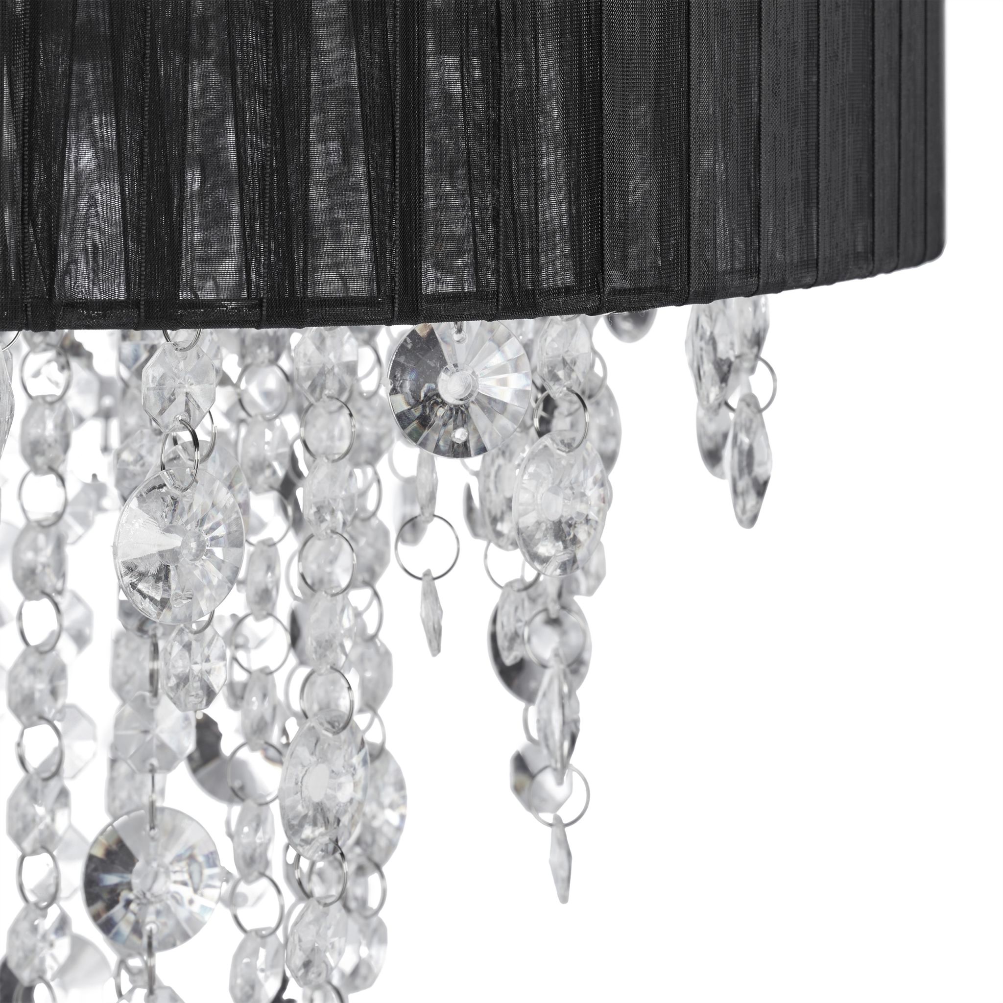 Stehlampe mit Kristallen in Schwarz Schwarz-Silber-Transparent von Relaxdays