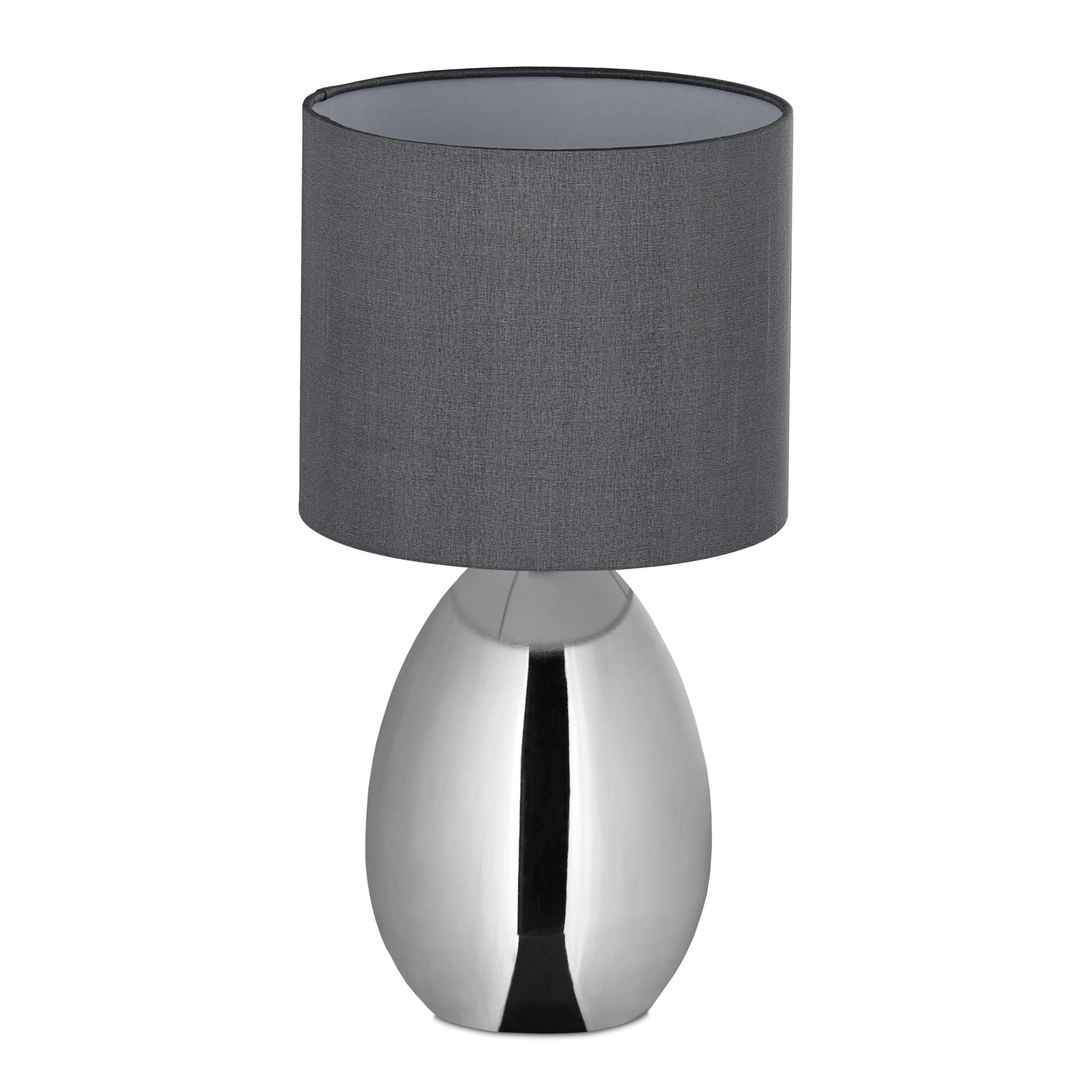 Nachttischlampe mit Touch silber Silber-Grau von Relaxdays