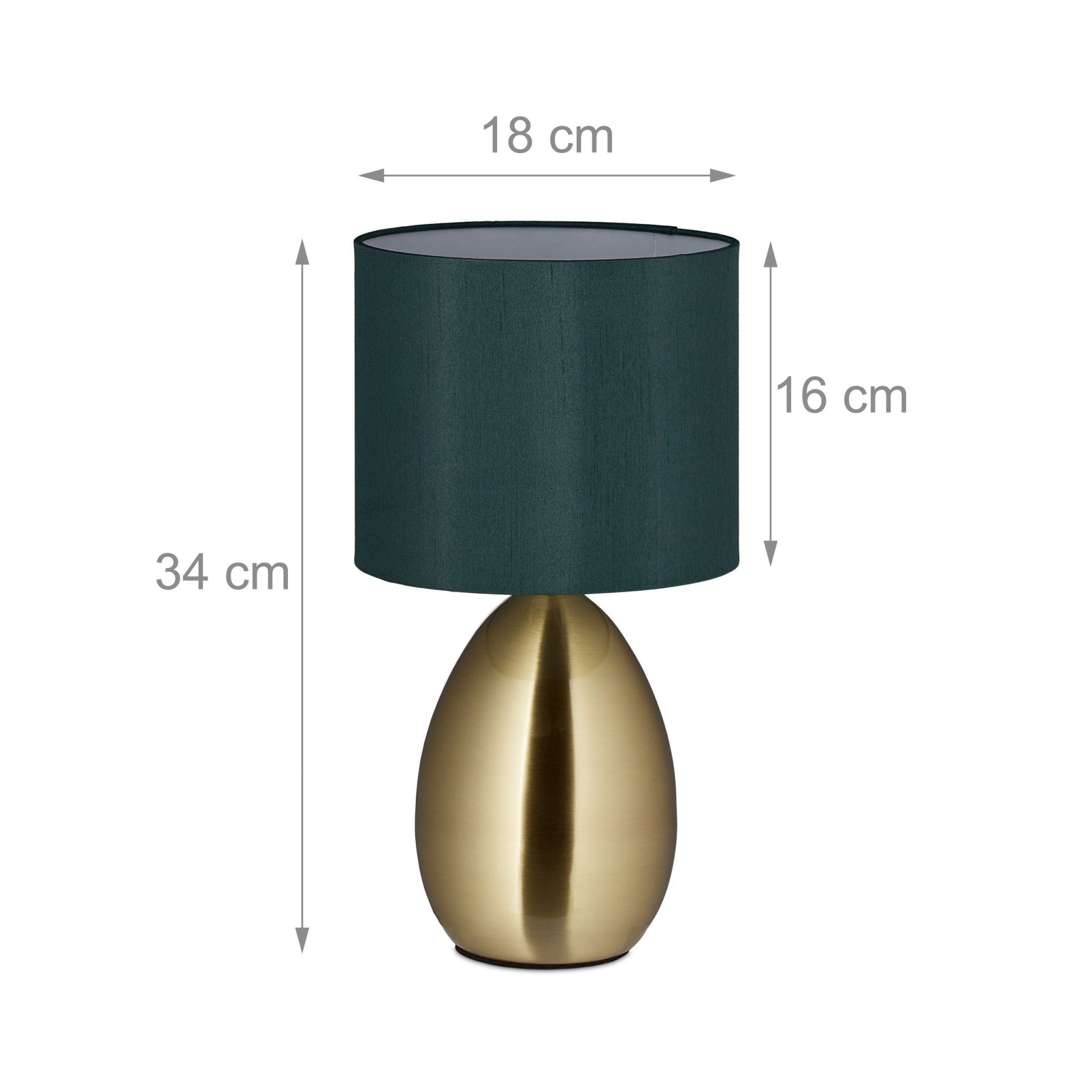 Touch Nachttischlampe gold Dunkelgrün-Gold von Relaxdays