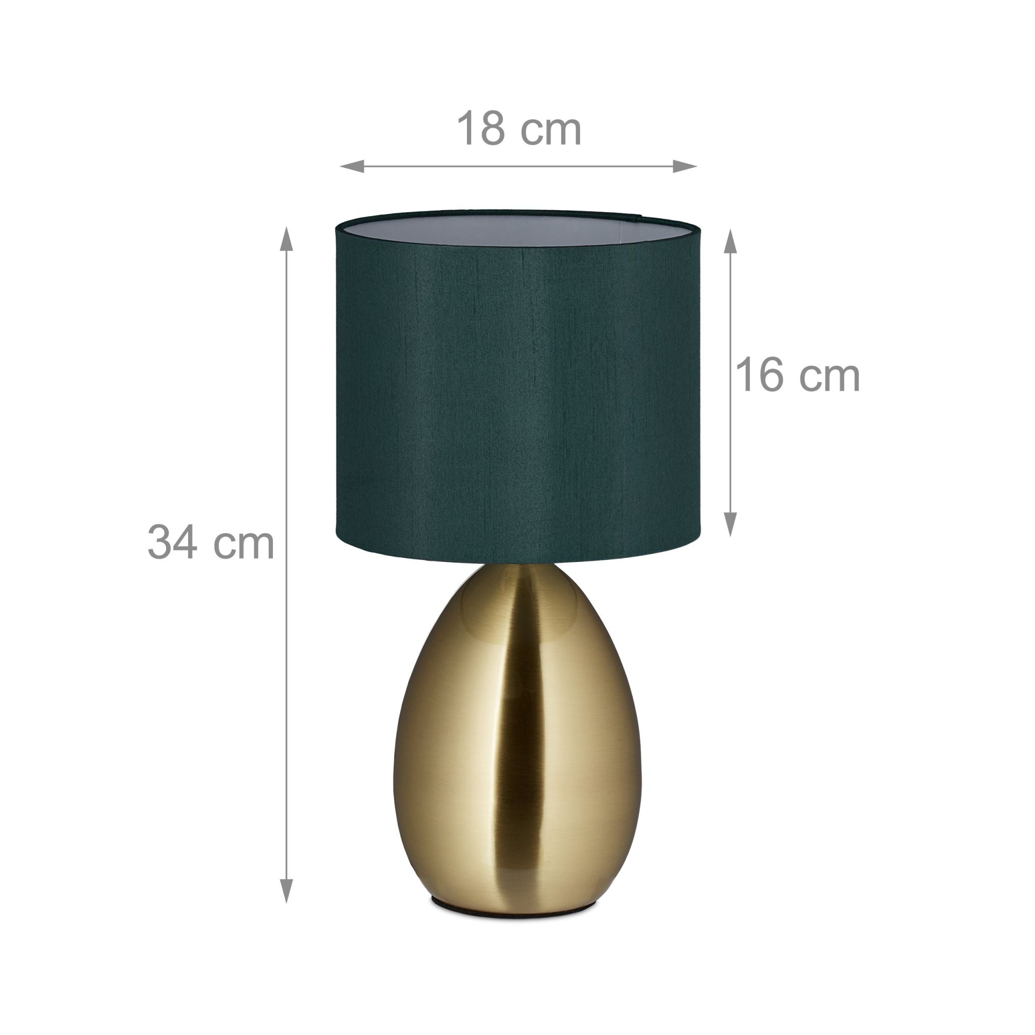 Touch Nachttischlampe gold Dunkelgrün-Gold von Relaxdays