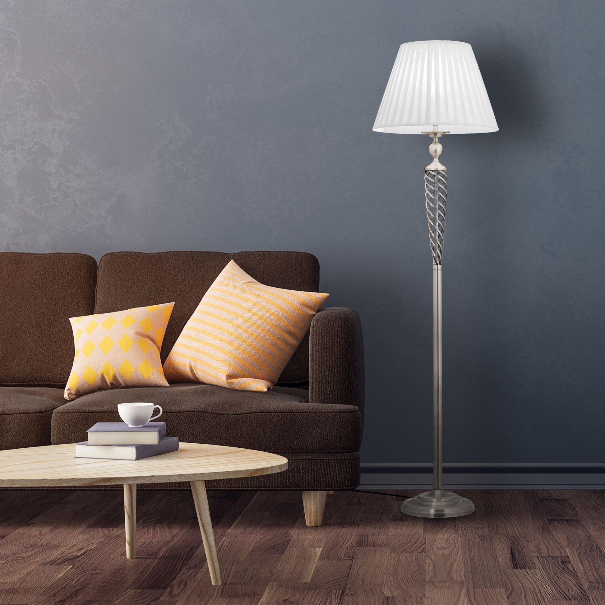 Stehlampe antik Weiss-Silber von Relaxdays