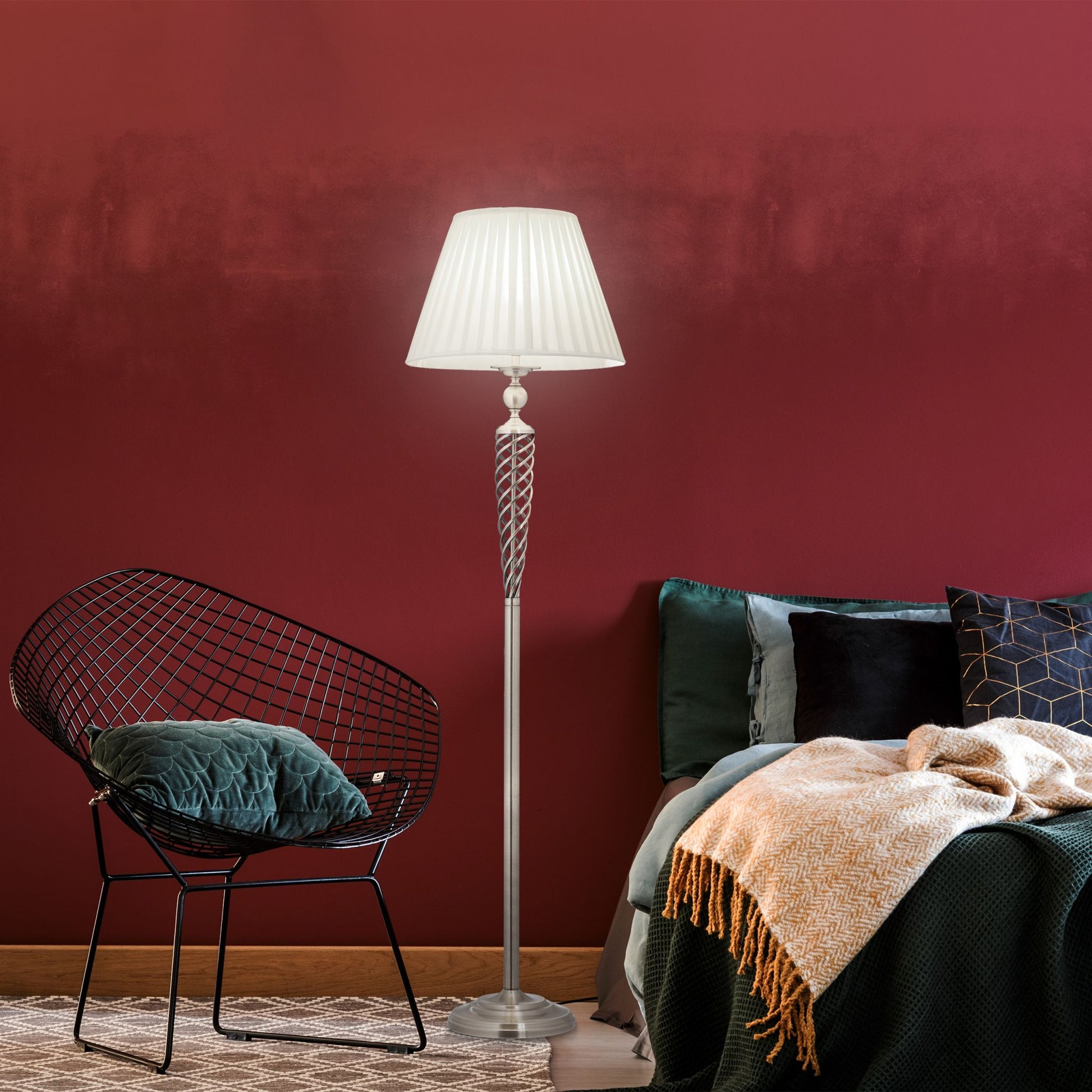 Stehlampe antik Weiss-Silber von Relaxdays