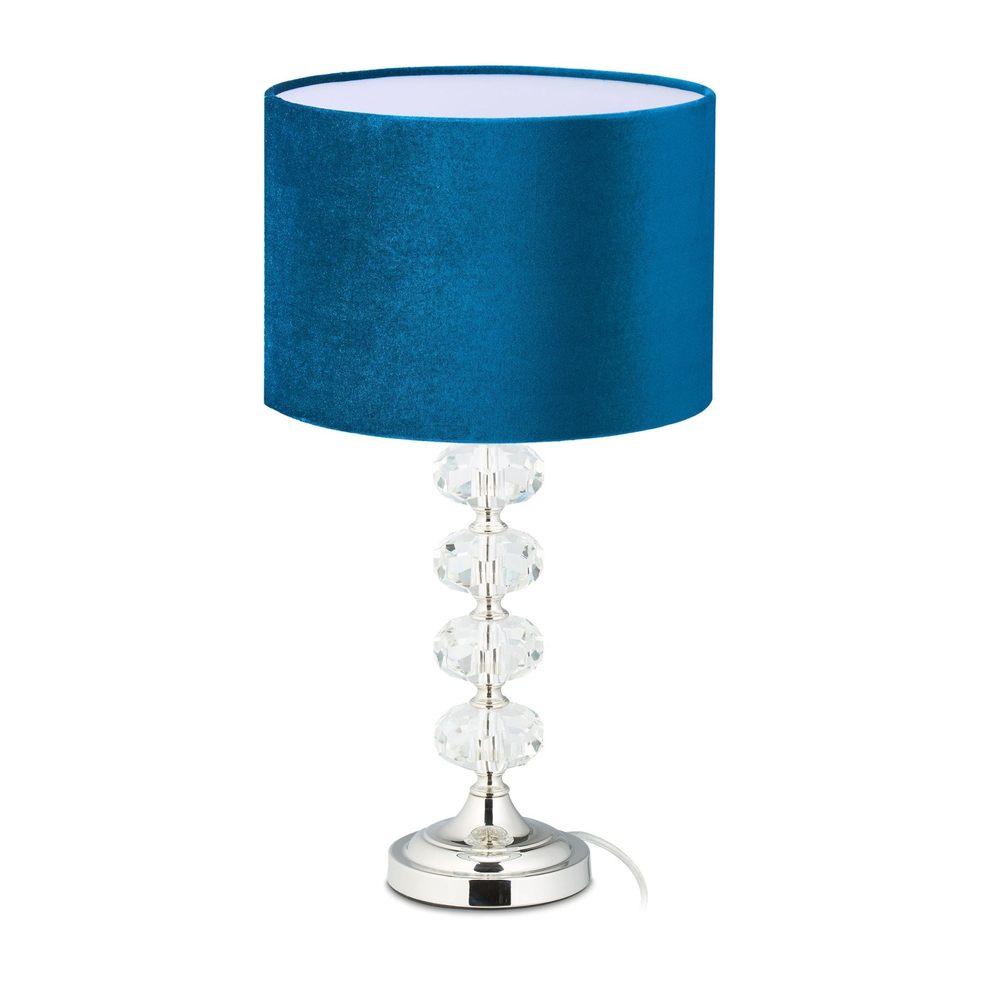 Tischlampe Kristall und Samt in Blau Blau-Silber-Transparent von Relaxdays