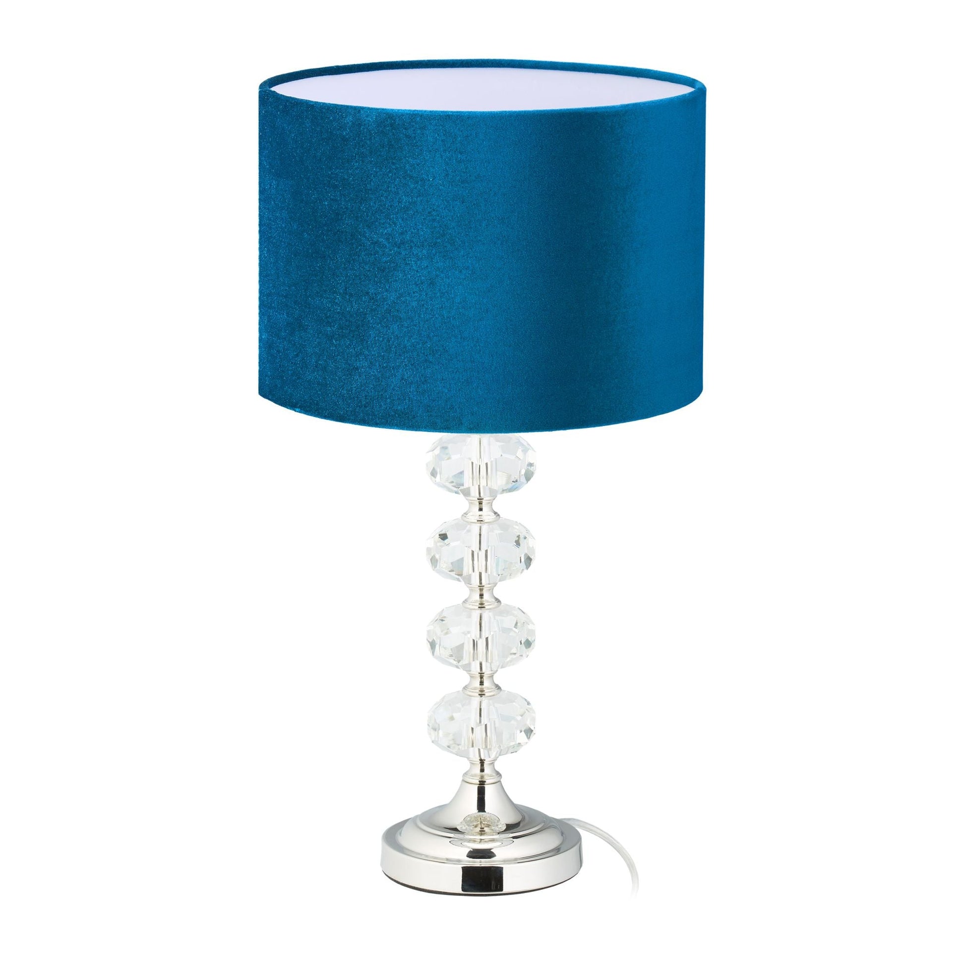 Tischlampe Kristall und Samt in Blau Blau-Silber-Transparent von Relaxdays