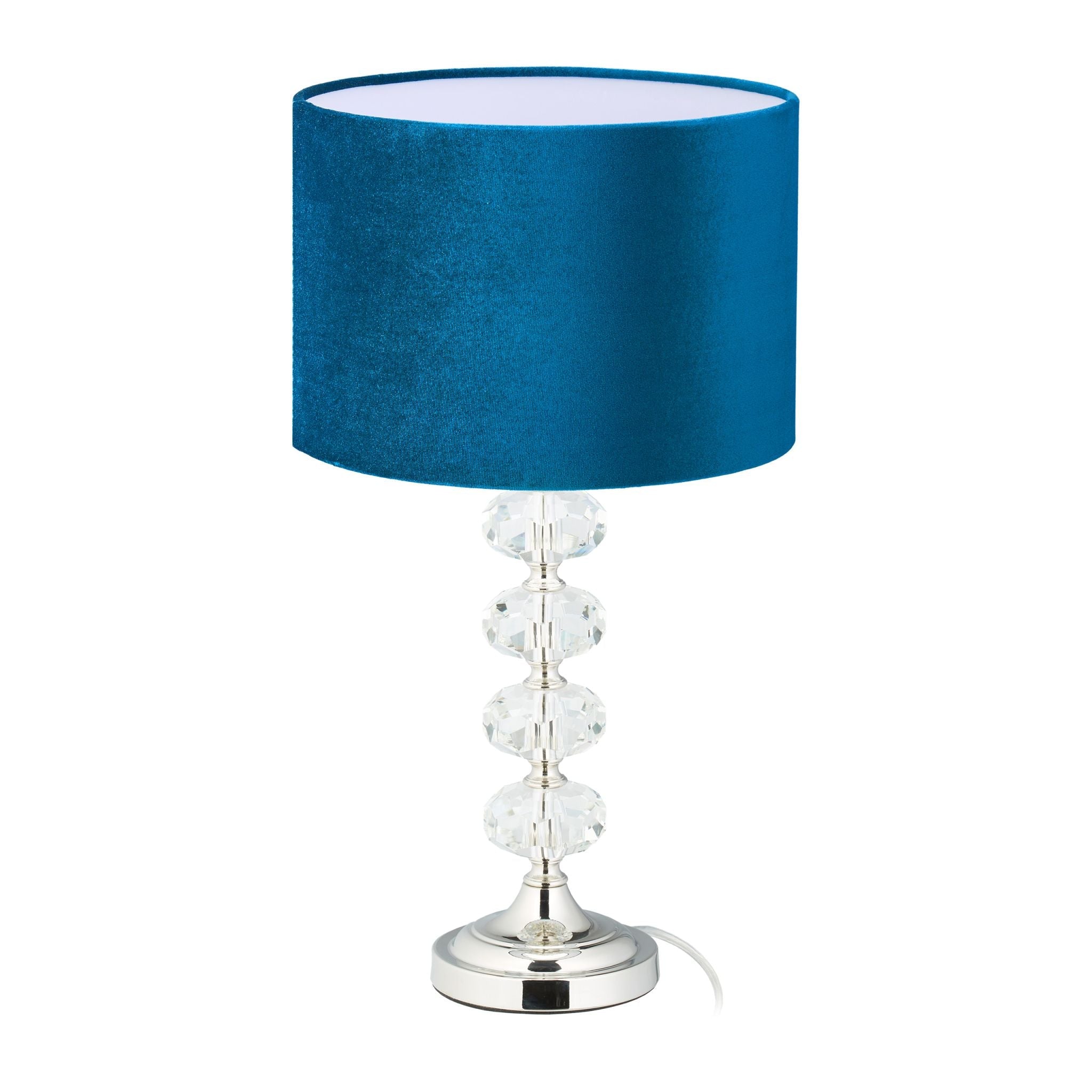 Tischlampe Kristall und Samt in Blau Blau-Silber-Transparent von Relaxdays