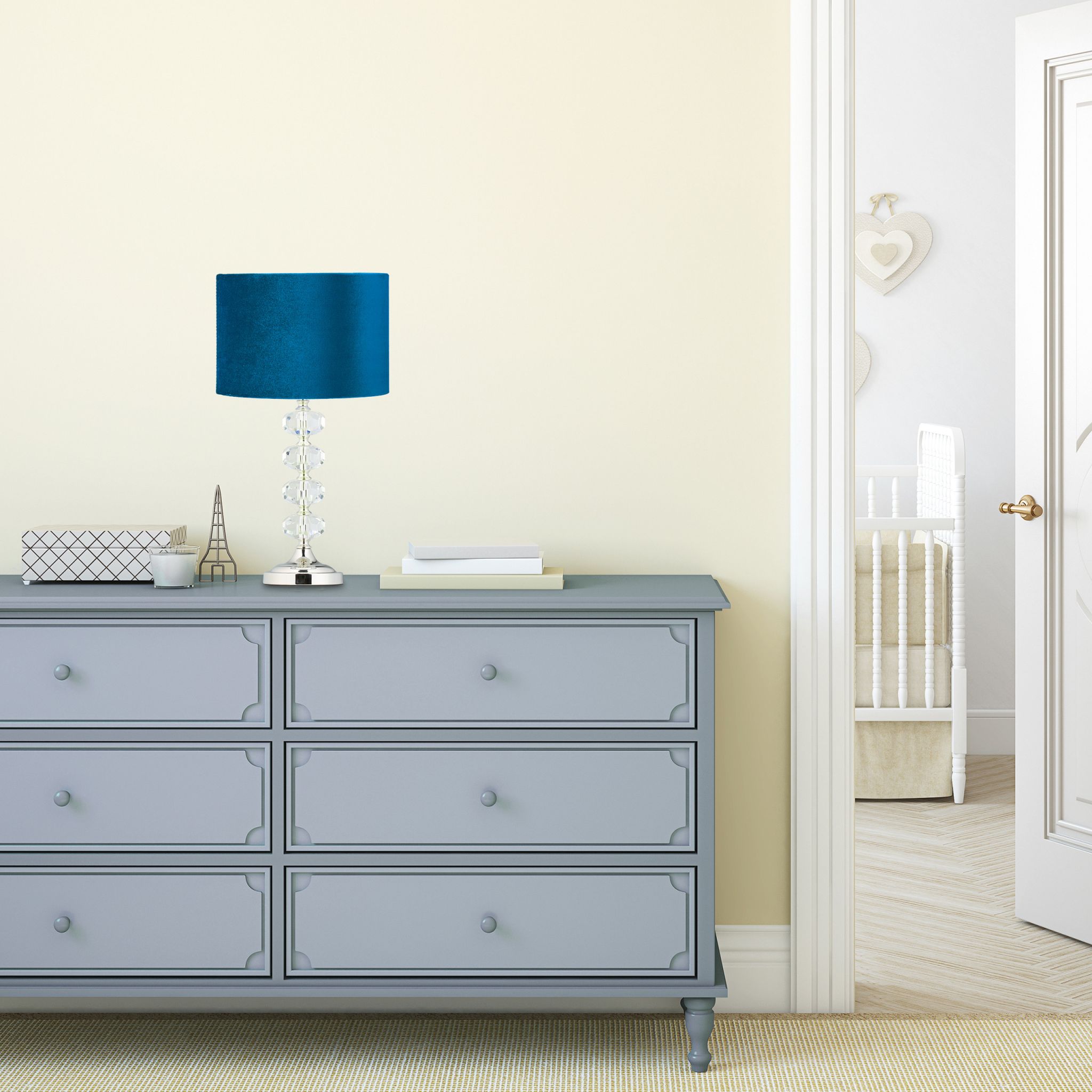 Tischlampe Kristall und Samt in Blau Blau-Silber-Transparent von Relaxdays