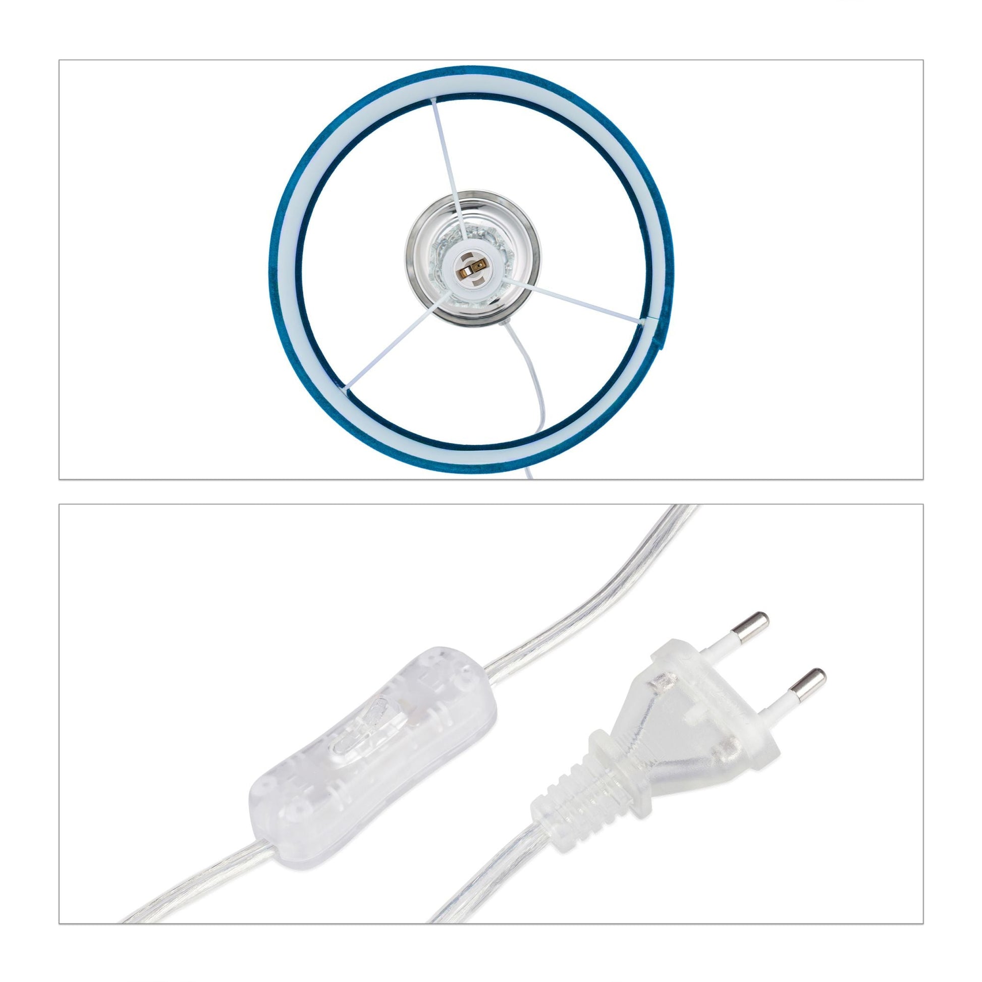 Tischlampe Kristall und Samt in Blau Blau-Silber-Transparent von Relaxdays