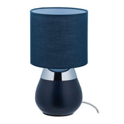 Nachttischlampe Touch oval Dunkelblau-Silber von Relaxdays