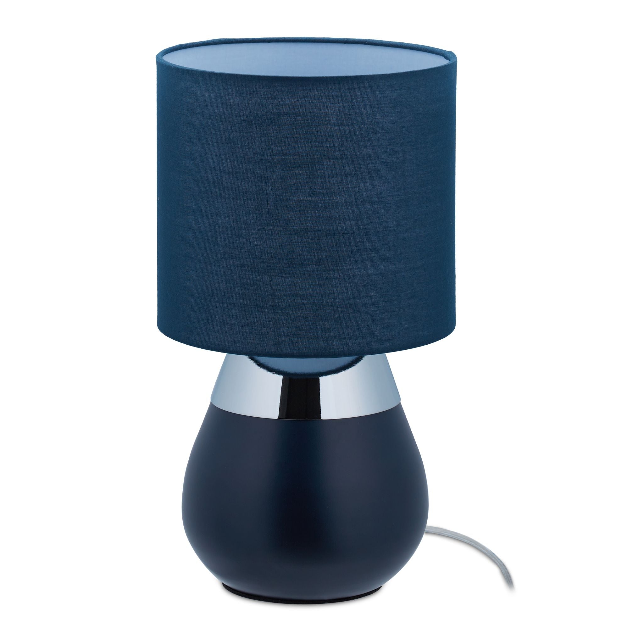 Nachttischlampe Touch oval Dunkelblau-Silber von Relaxdays