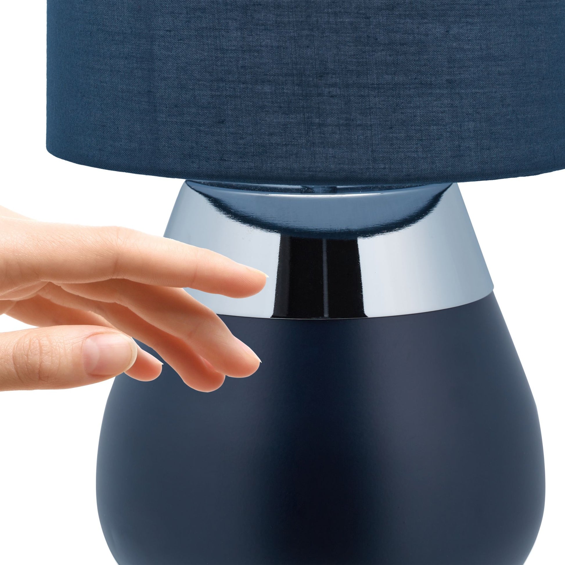 Nachttischlampe Touch oval Dunkelblau-Silber von Relaxdays