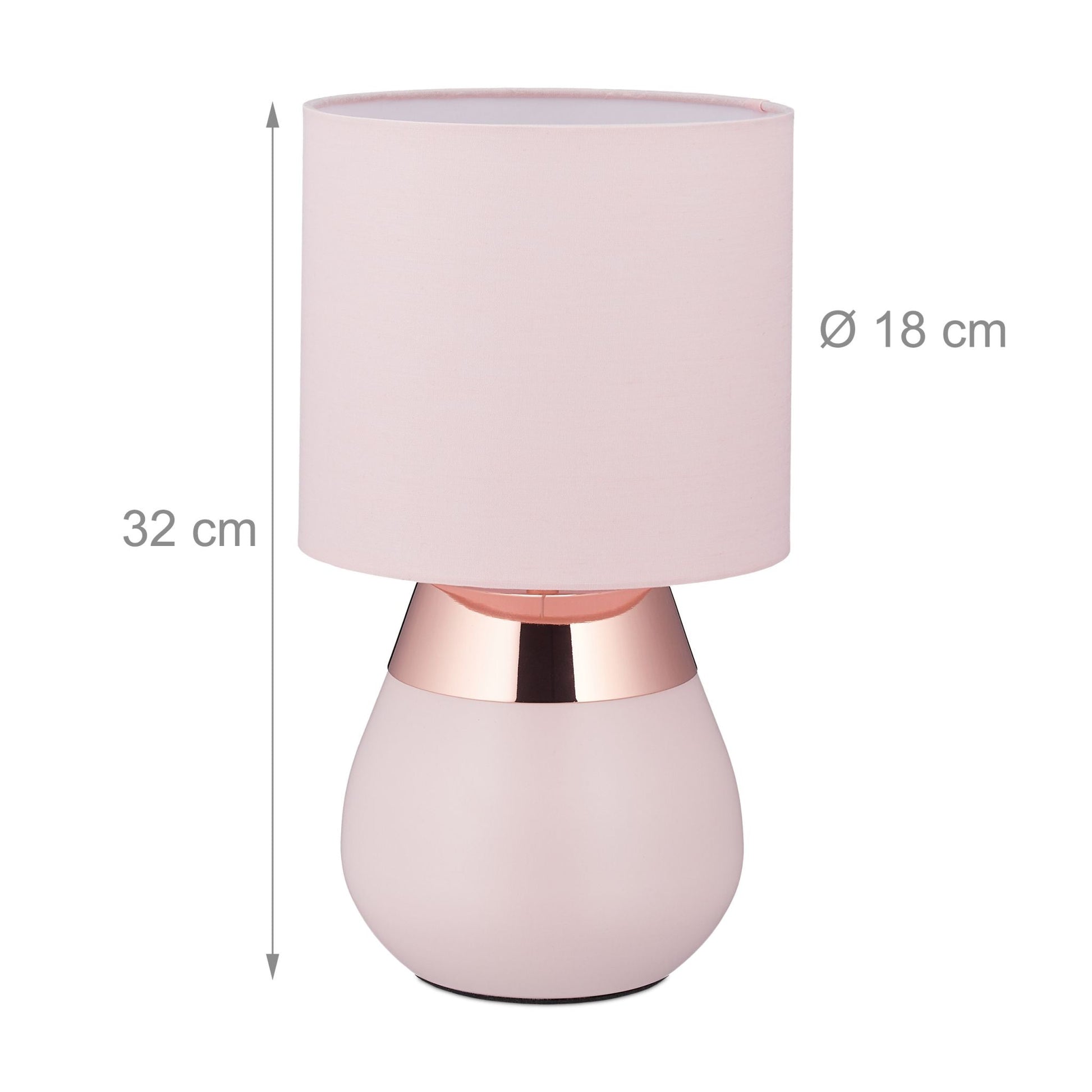 Nachttischlampe mit Touch Rosa von Relaxdays