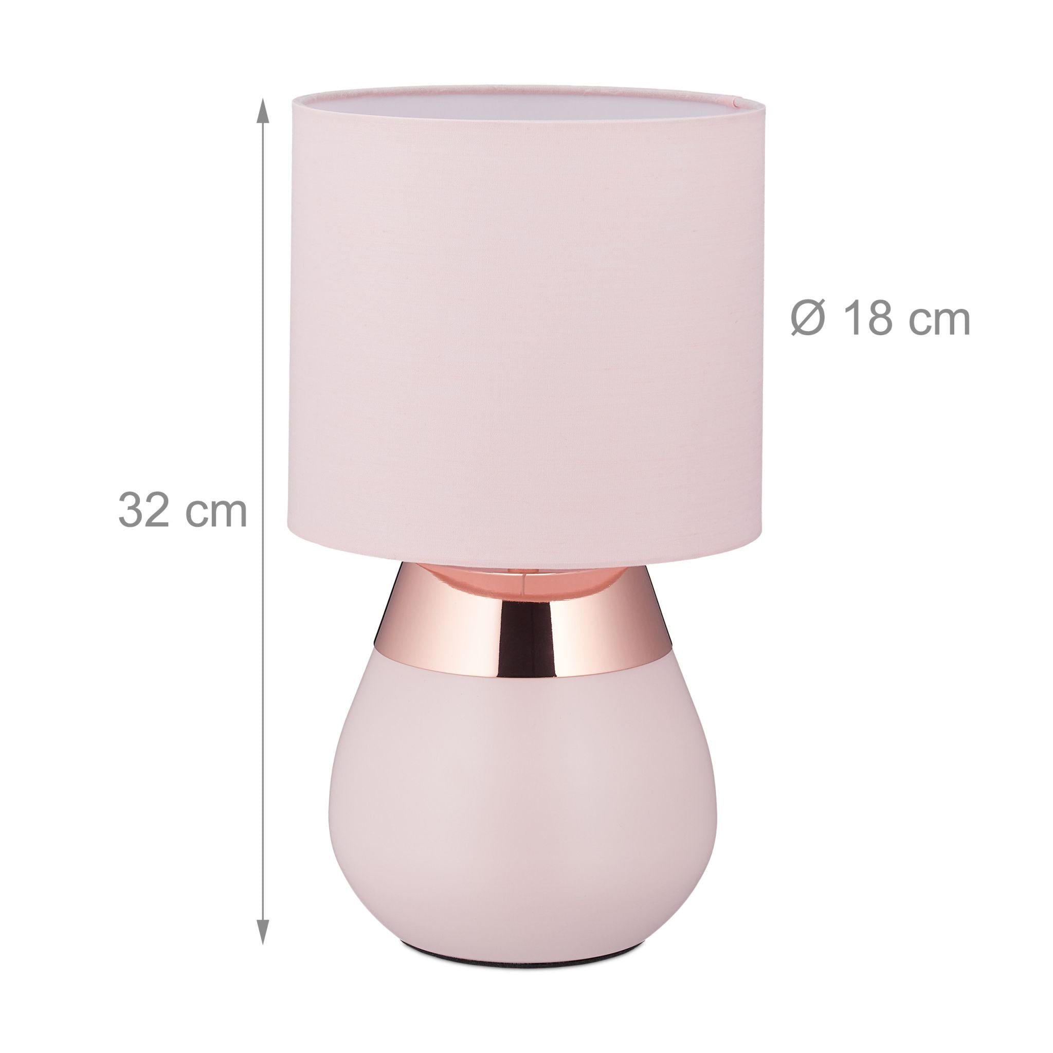 Nachttischlampe mit Touch Rosa von Relaxdays
