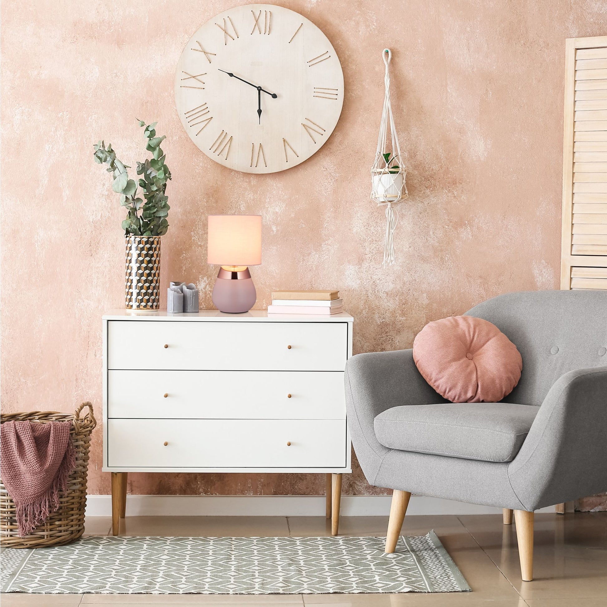 Nachttischlampe mit Touch Rosa von Relaxdays