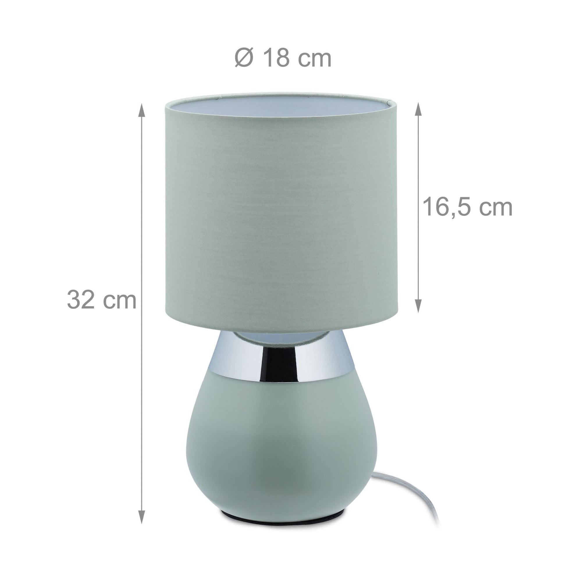 Nachttischlampe Touch in Grün Grün-Silber von Relaxdays