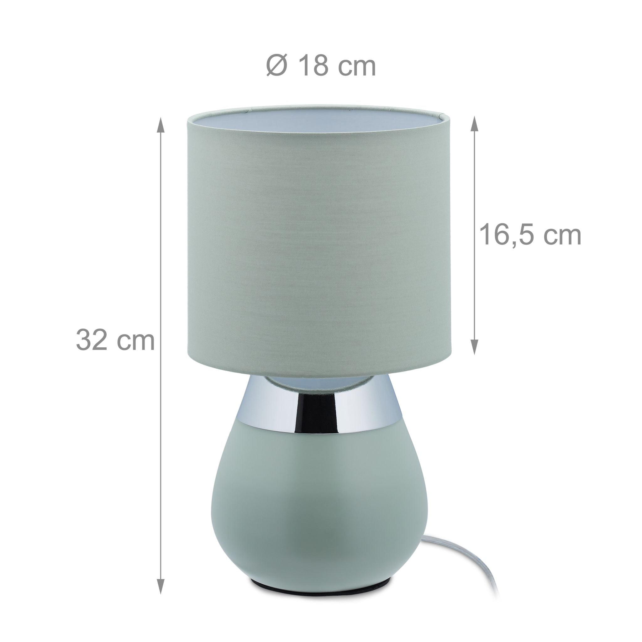 Nachttischlampe Touch in Grün Grün-Silber von Relaxdays