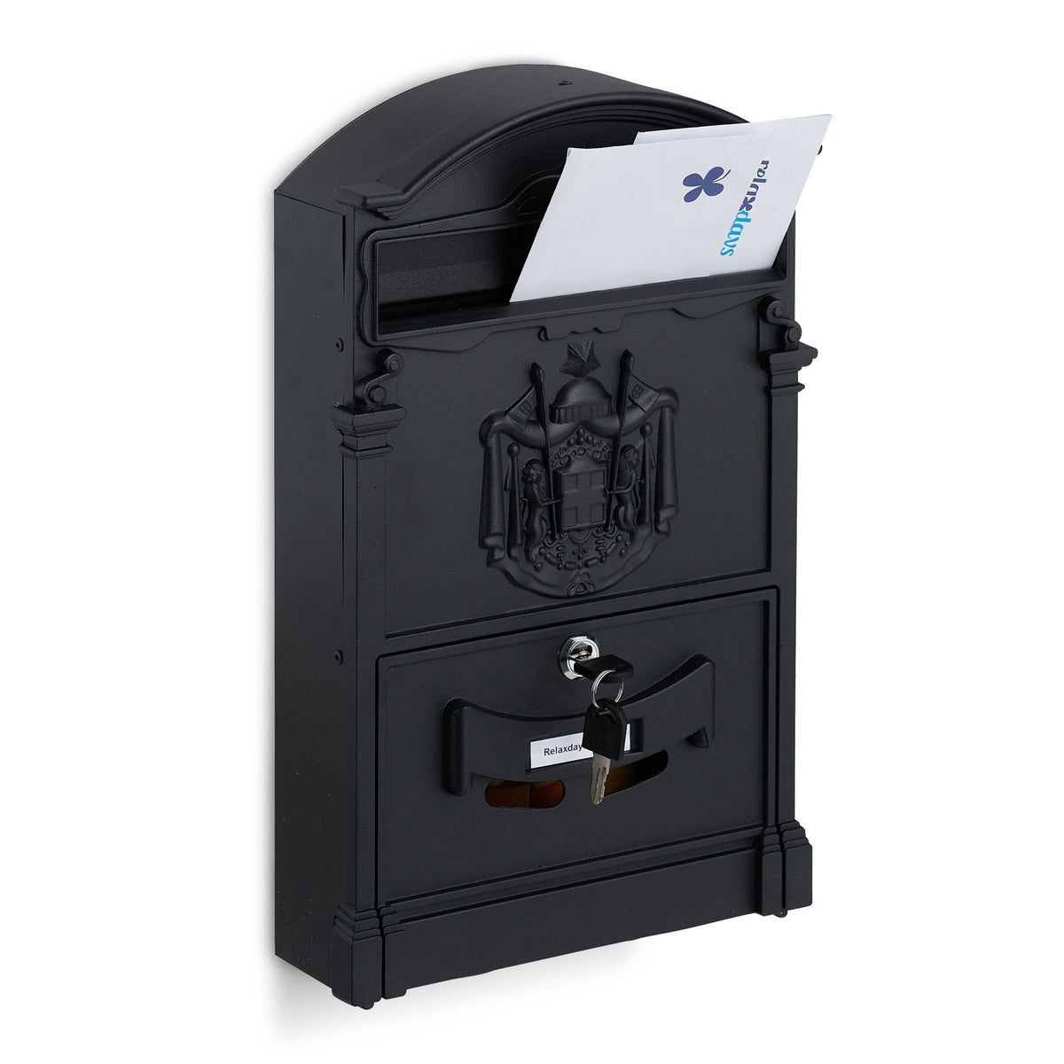 Antiker Briefkasten Schwarz von Relaxdays