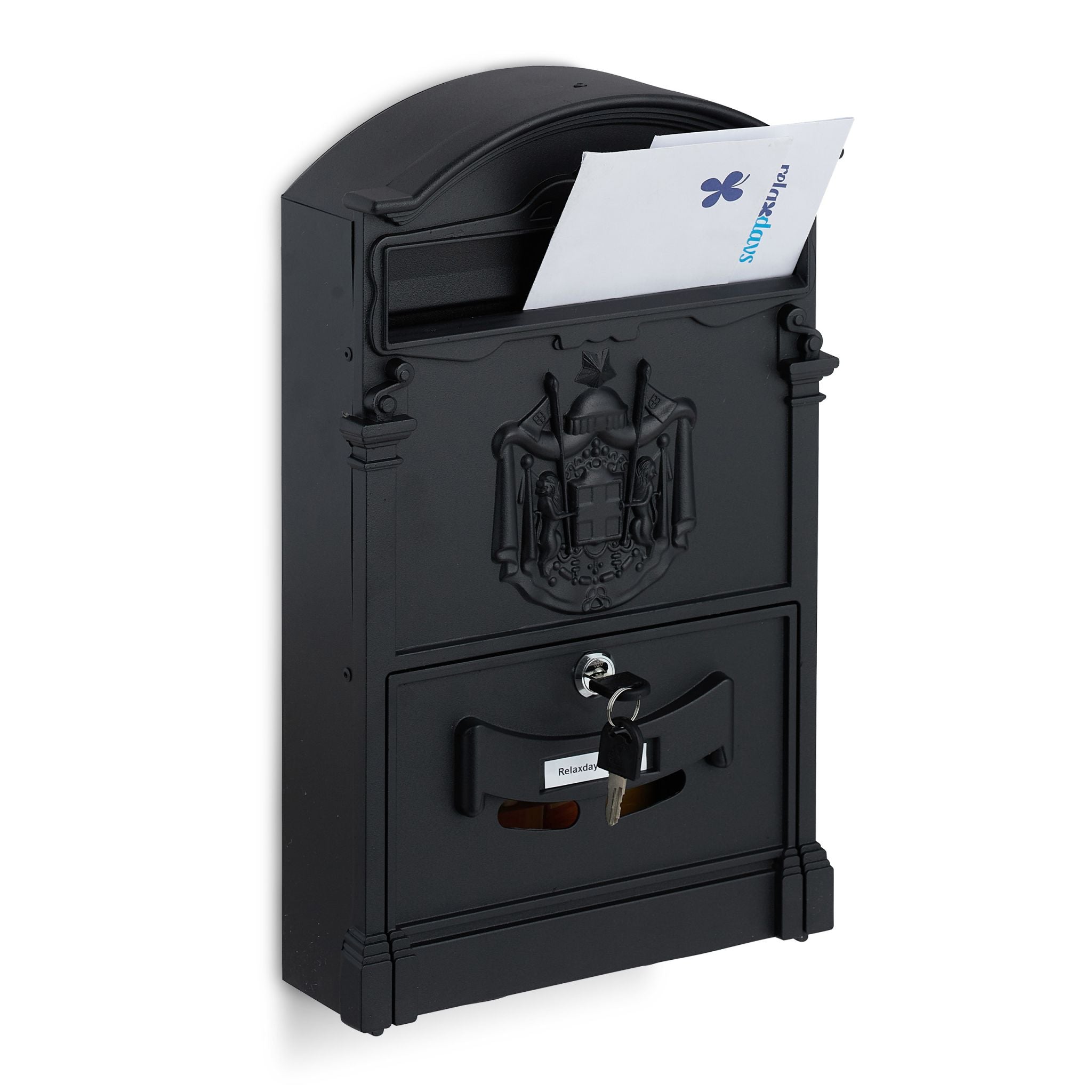 Antiker Briefkasten Schwarz von Relaxdays