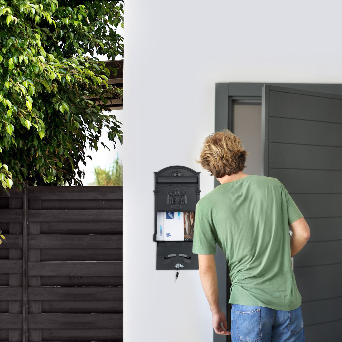 Antiker Briefkasten Schwarz von Relaxdays