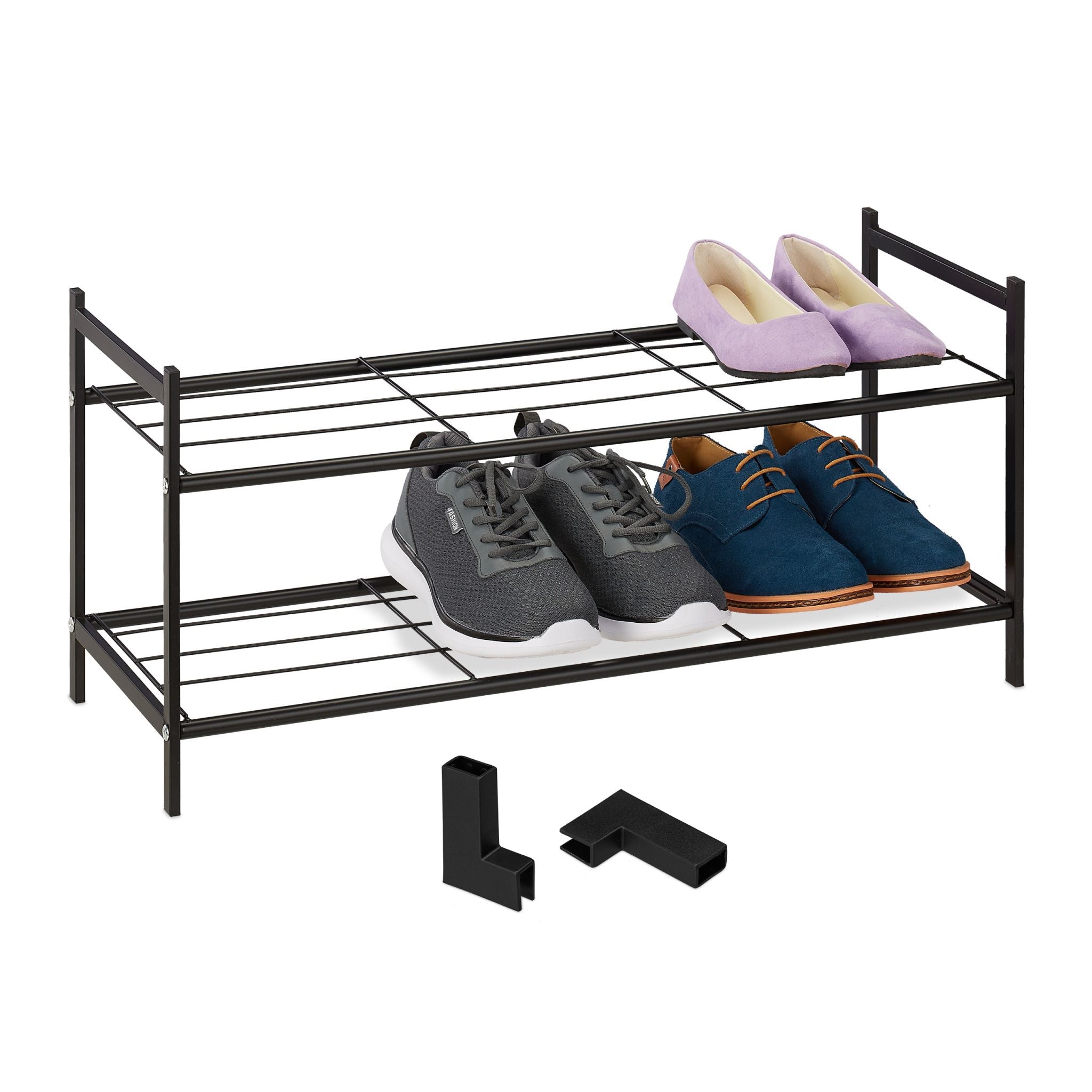 Metall Schuhregal stapelbar Schwarz von Relaxdays