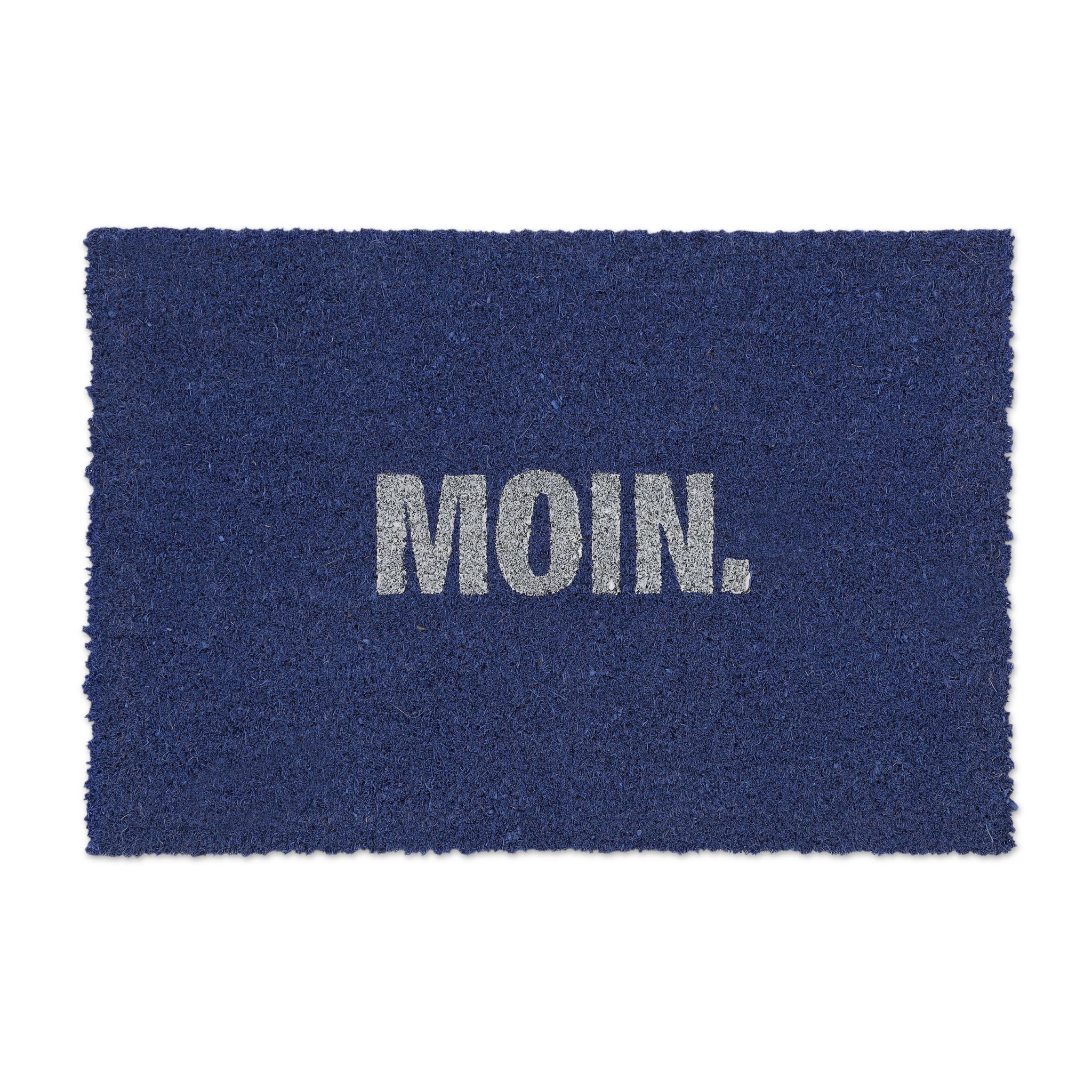Fussmatte Kokos Moin Weiss-Blau von Relaxdays