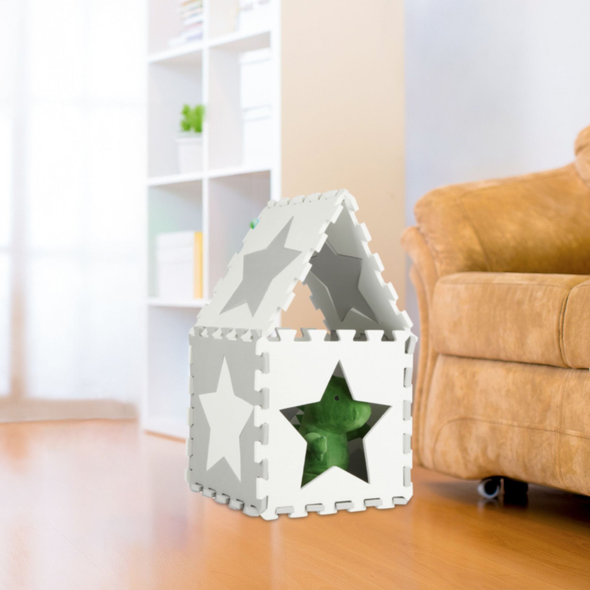 Puzzlematte Sterne hellgrau Weiss-Grau von Relaxdays